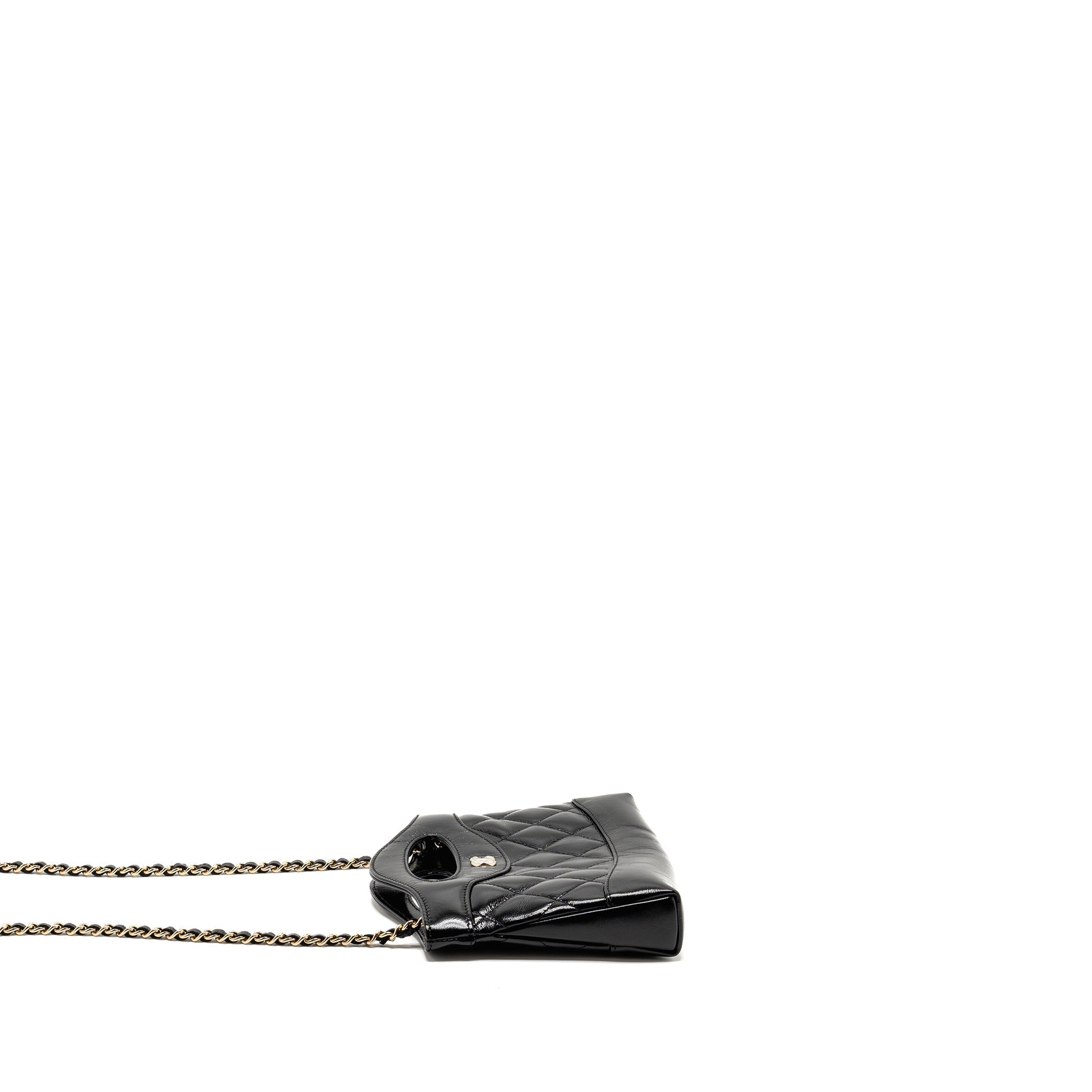 Chanel Mini 31 Clutch with Chain Shiny Calfskin Black L (Microchip)