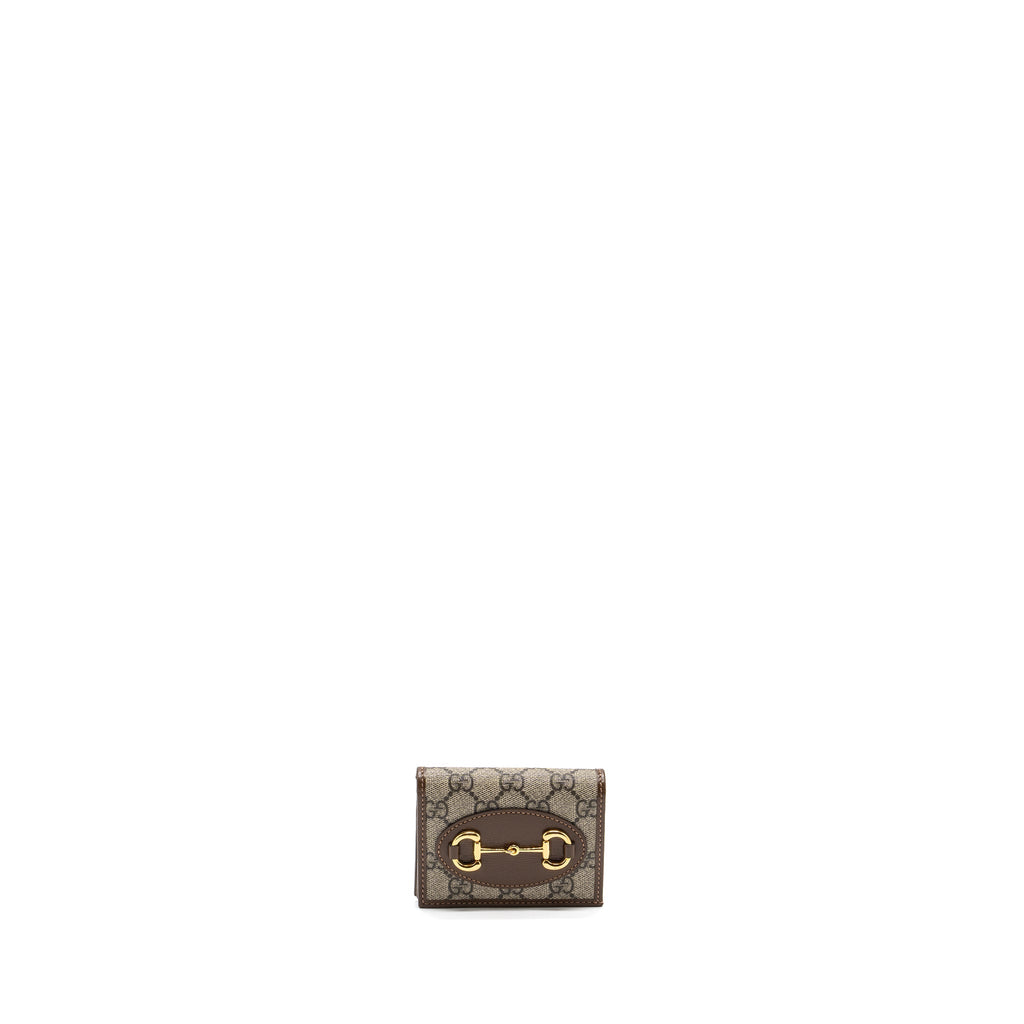 Gucci Horsebit 1955  Case Wallet GG Supreme Canvas/ Calfskin Brown