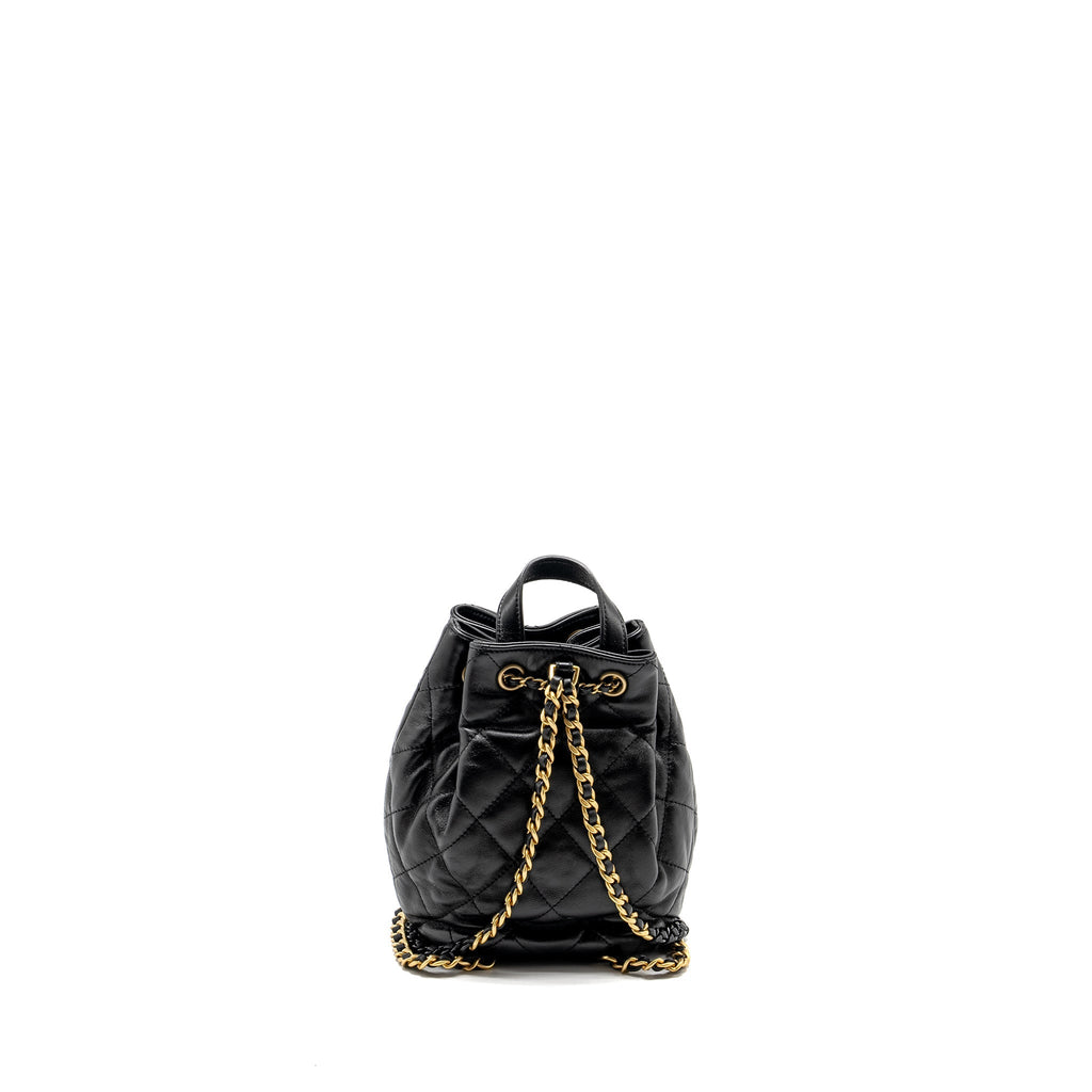 Chanel 22S Candy Chains Mini Bucket Backpack Lambskin Black  (Microchip)