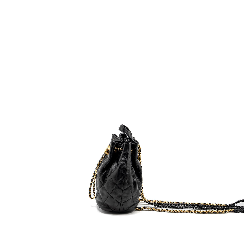 Chanel 22S Candy Chains Mini Bucket Backpack Lambskin Black  (Microchip)