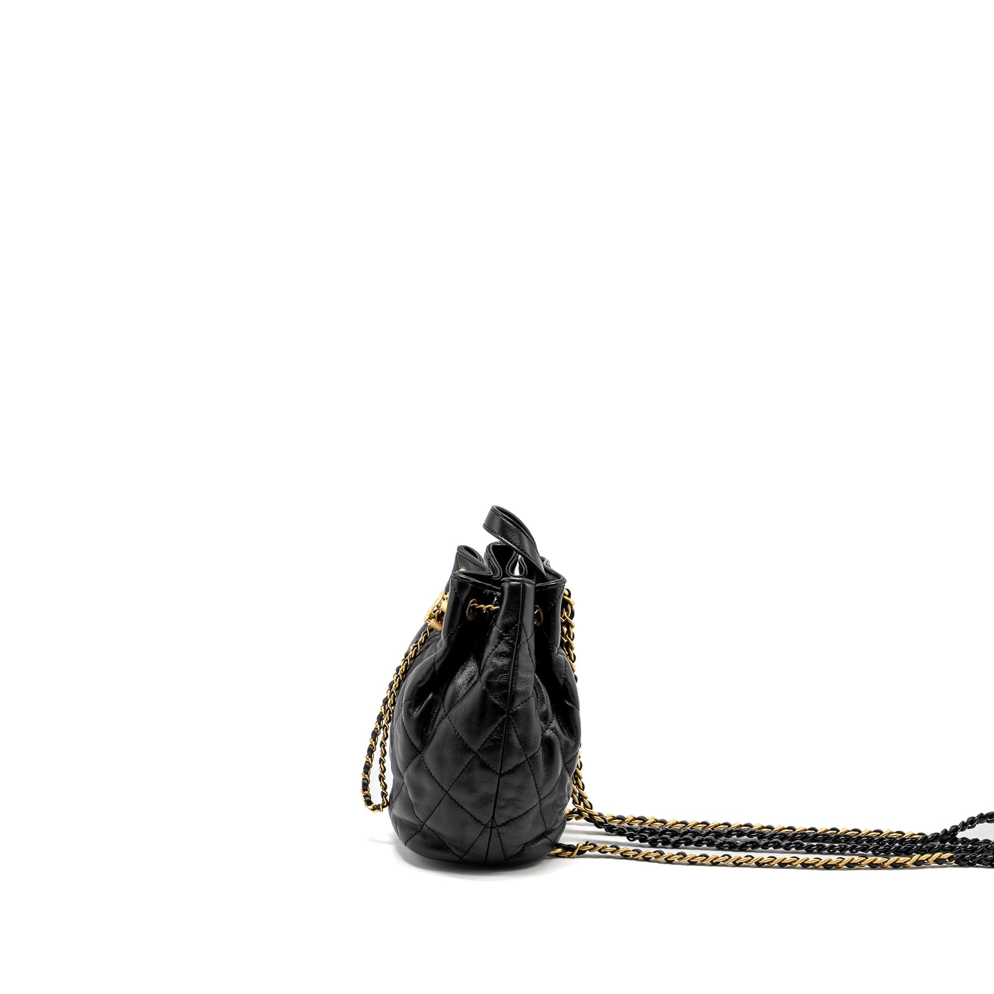 Chanel 22S Candy Chains Mini Bucket Backpack Lambskin Black  (Microchip)