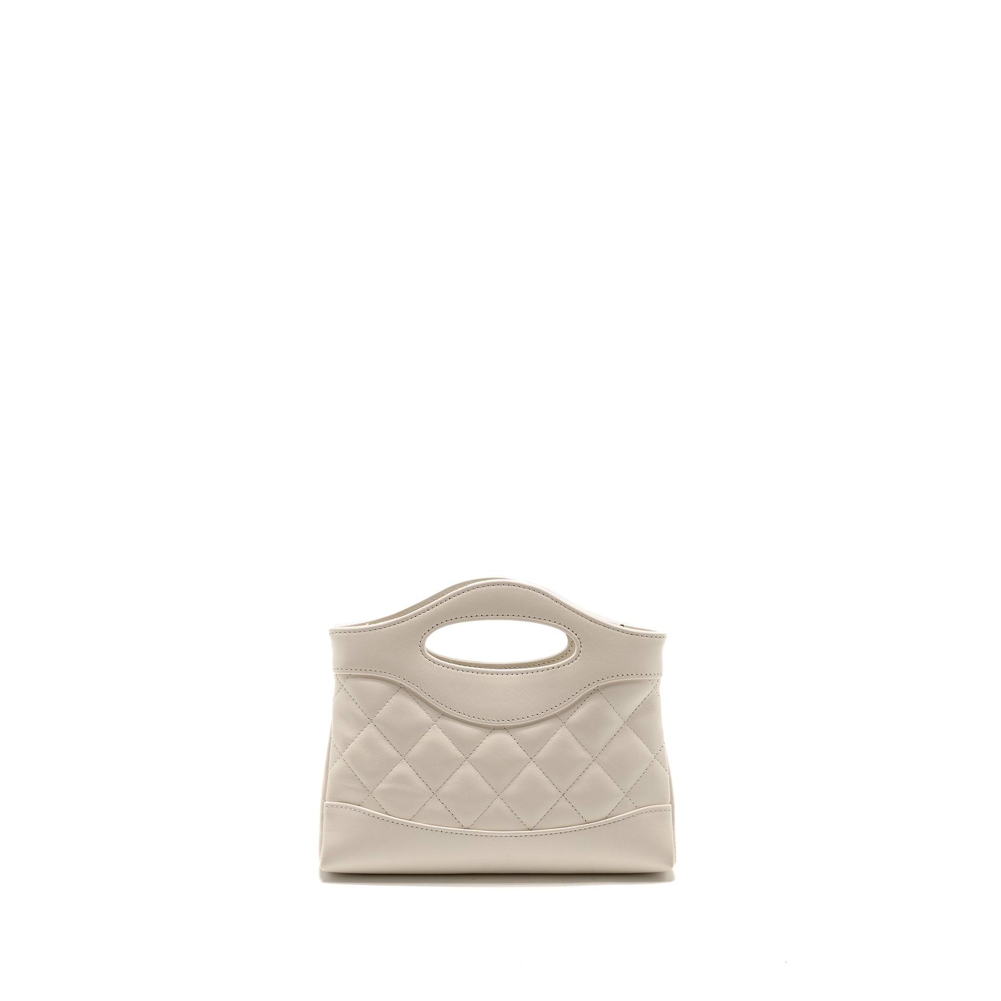 Chanel Mini 31 Clutch With Chain Shiny Lambskin White L (microchip)