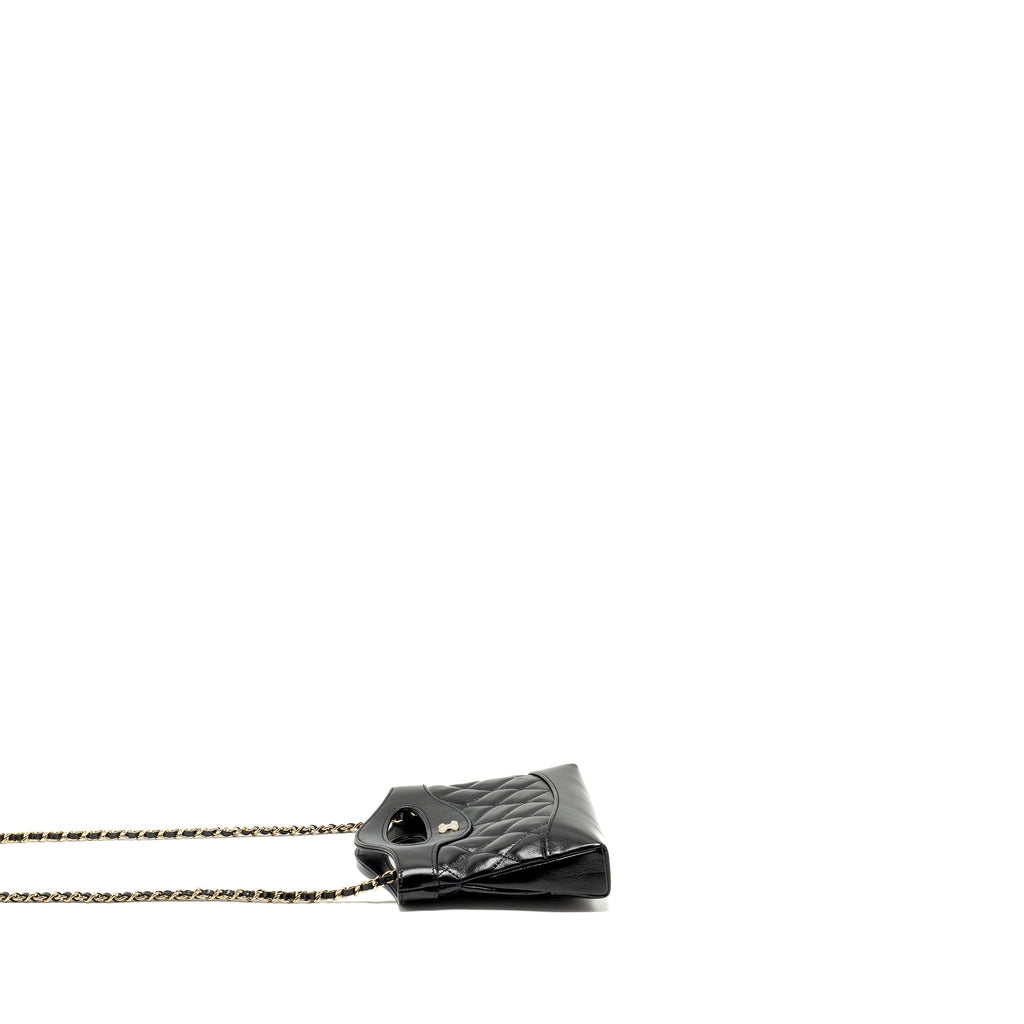 Chanel mini 31 Clutch with Chain Shiny Calfskin Black L (Microchip)