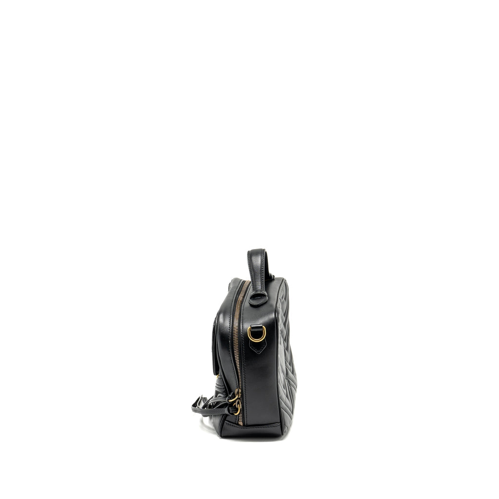 Gucci GG Marmont Zip Around Top handle camera bag calfskin black