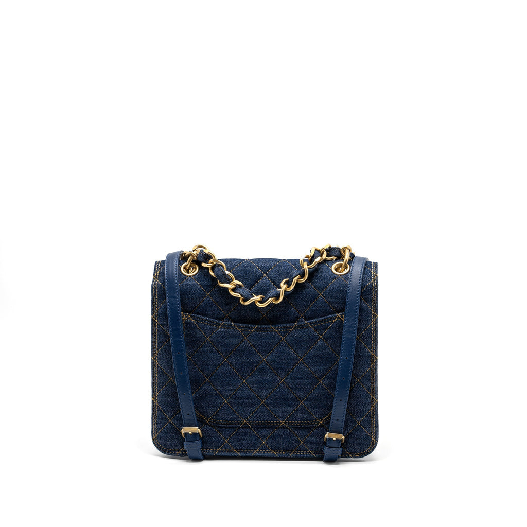 Chanel 23S Flap Backpack Denim Blue Brushed  (Microchip)