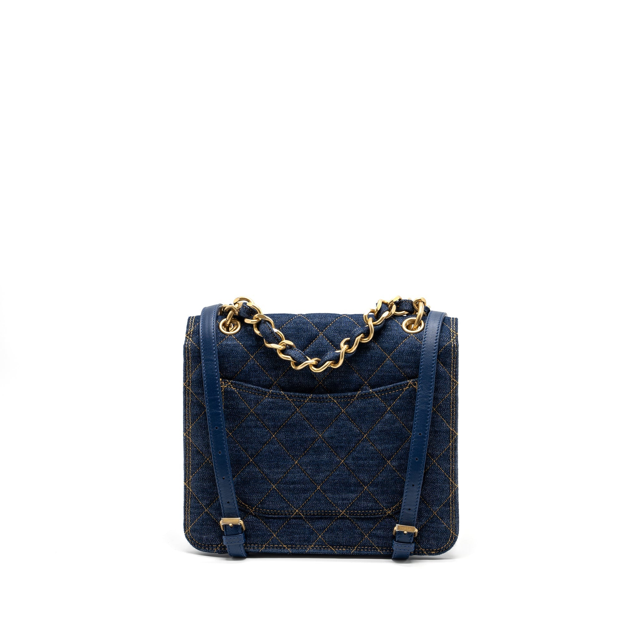 Chanel 23S Flap Backpack Denim Blue Brushed  (Microchip)