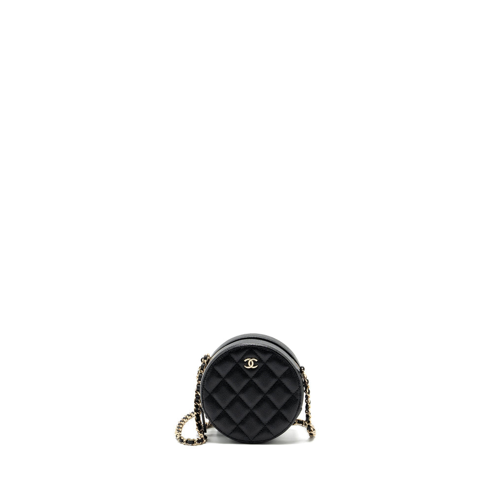 Chanel Round Clutch with Chain Caviar Black L