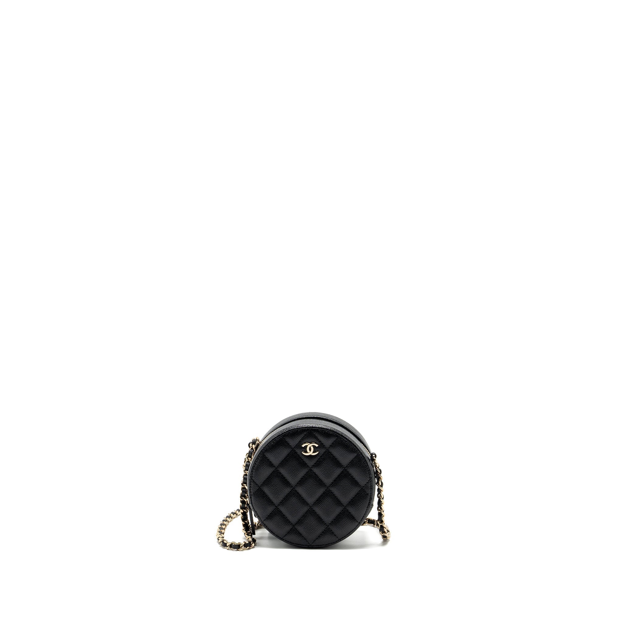 Chanel Round Clutch with Chain Caviar Black L