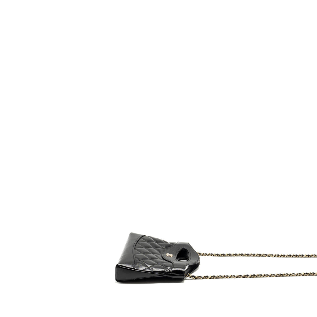 Chanel mini 31 Clutch with Chain Shiny Calfskin Black L (Microchip)
