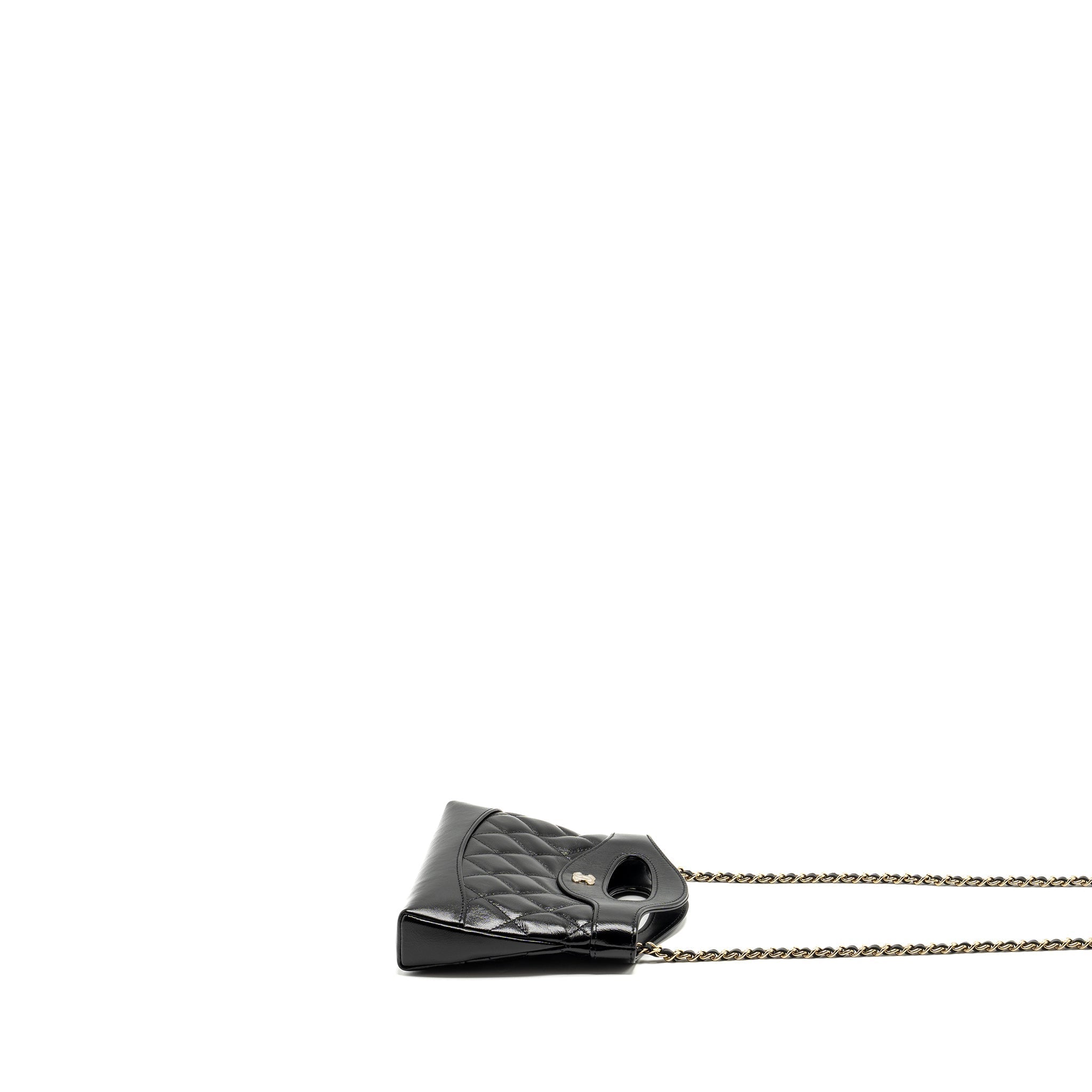 Chanel mini 31 Clutch with Chain Shiny Calfskin Black L (Microchip)