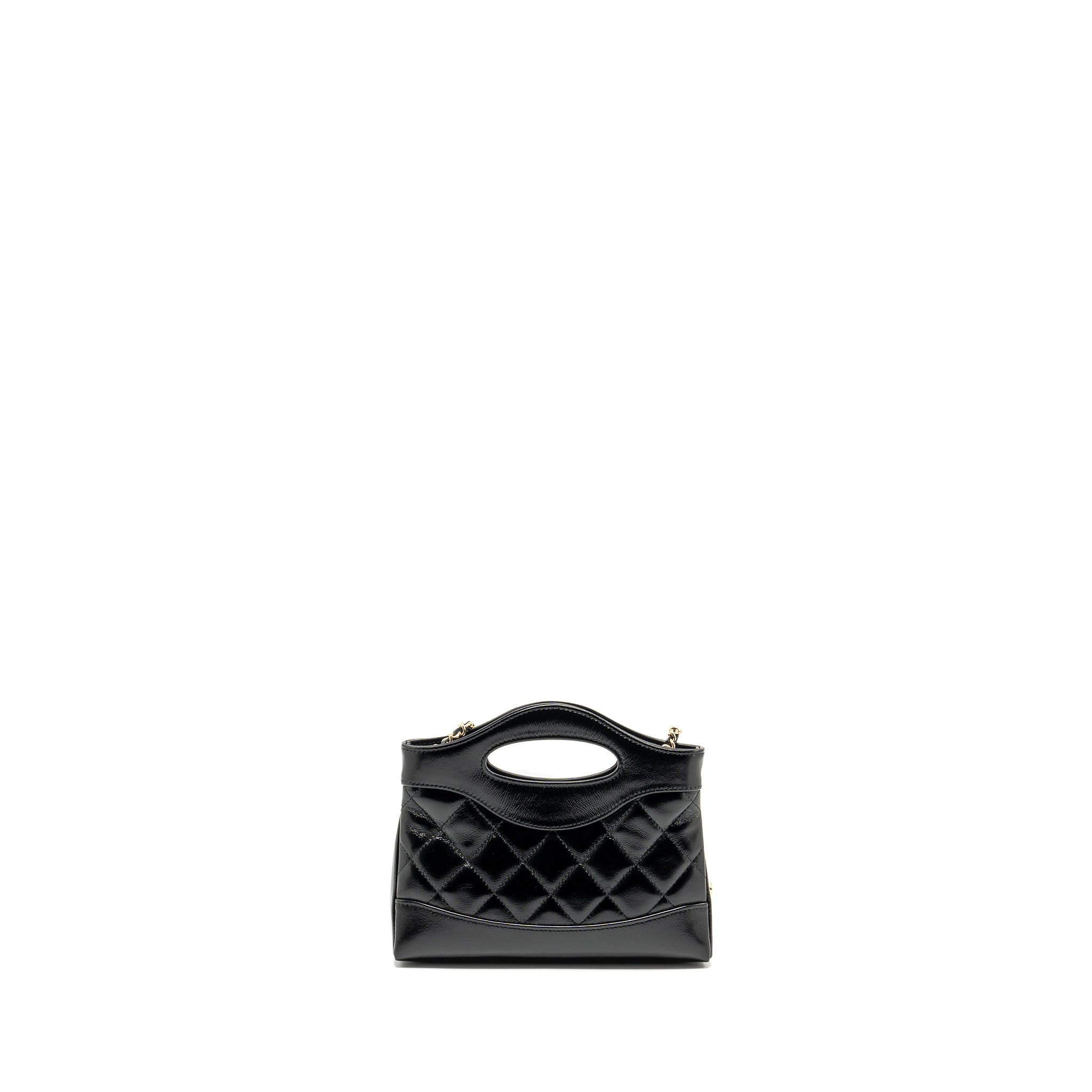 Chanel mini 31 Clutch with Chain Shiny Calfskin Black L (Microchip)