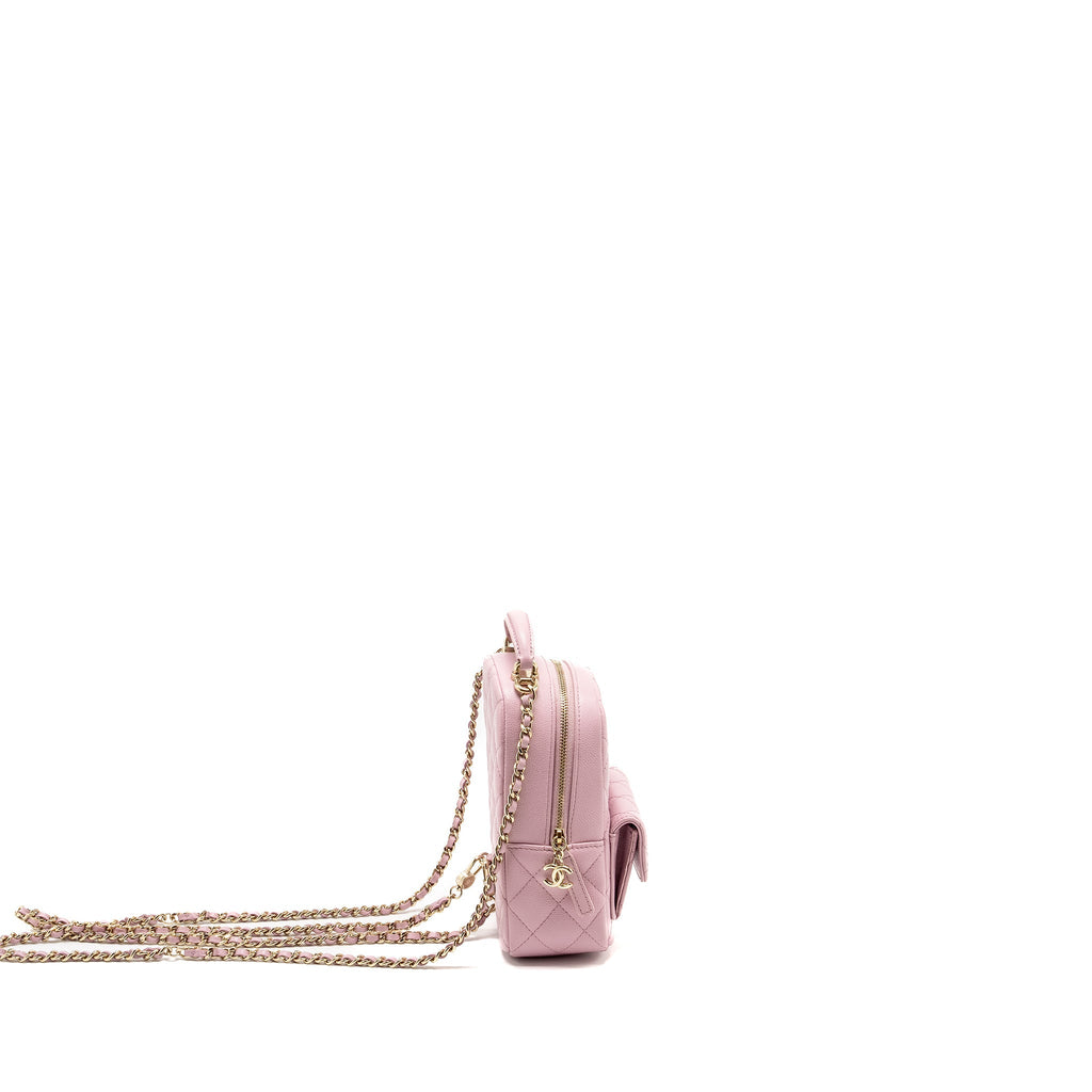 Chanel 24p Classic Mini Backpack Shiny Grained Calfskin Light Purple L (Microchip)