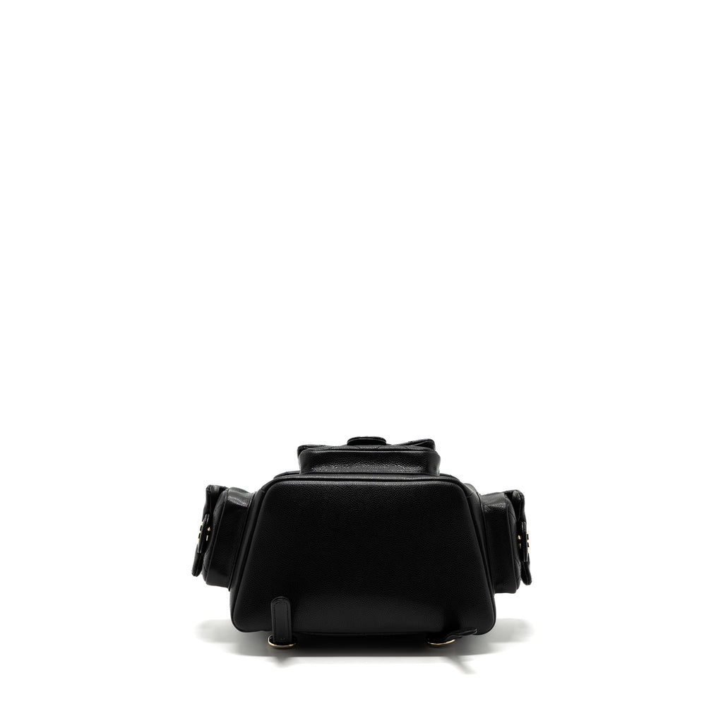 Chanel 23k Triple Pocket Backpack Caviar Black L(Microchip)