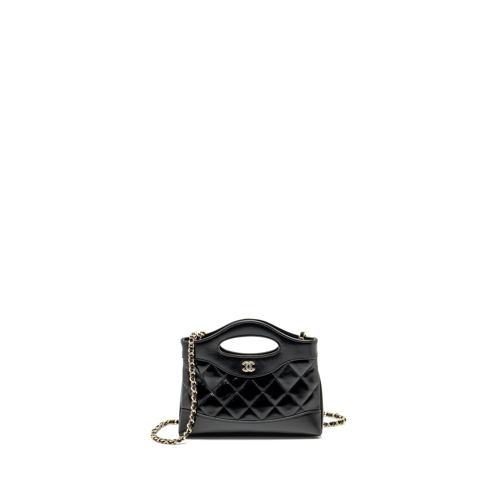 Chanel mini 31 Clutch with Chain Shiny Calfskin Black L (Microchip)