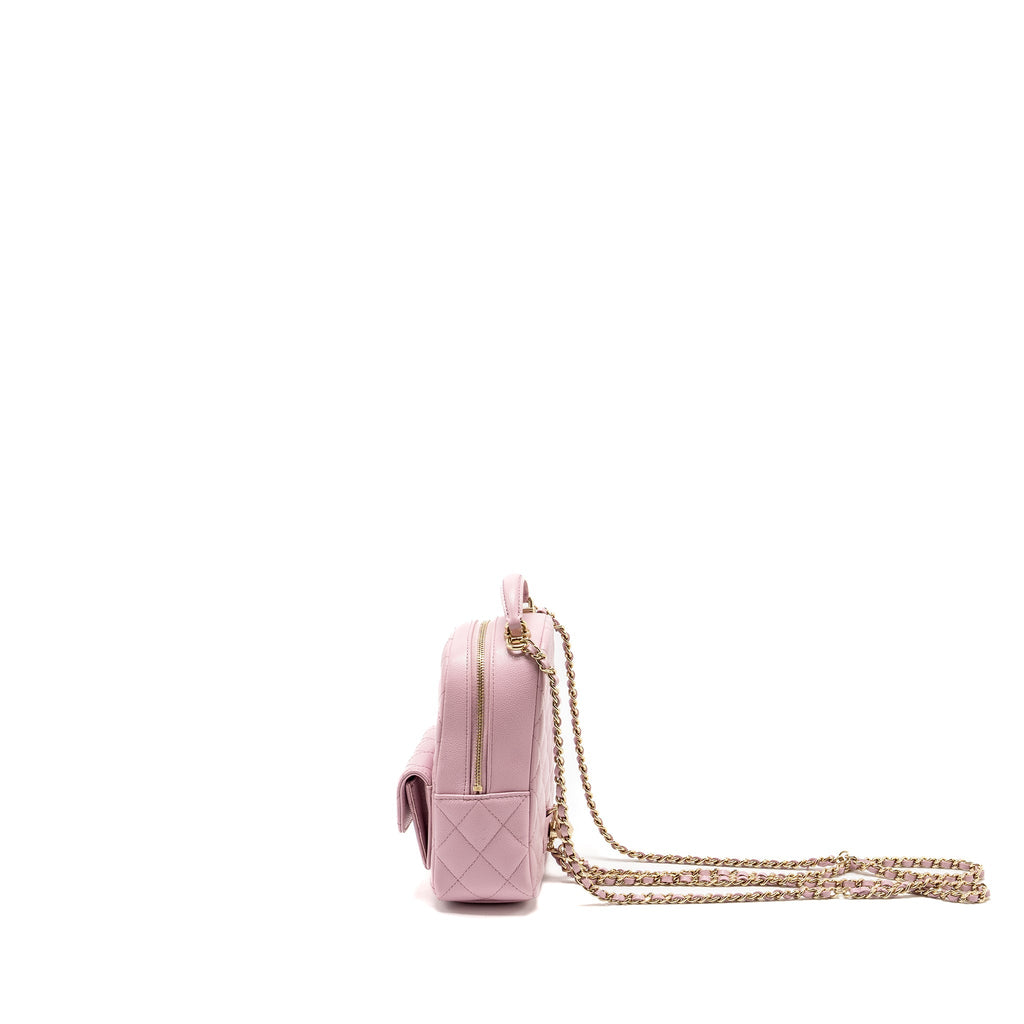 Chanel 24p Classic Mini Backpack Shiny Grained Calfskin Light Purple L (Microchip)
