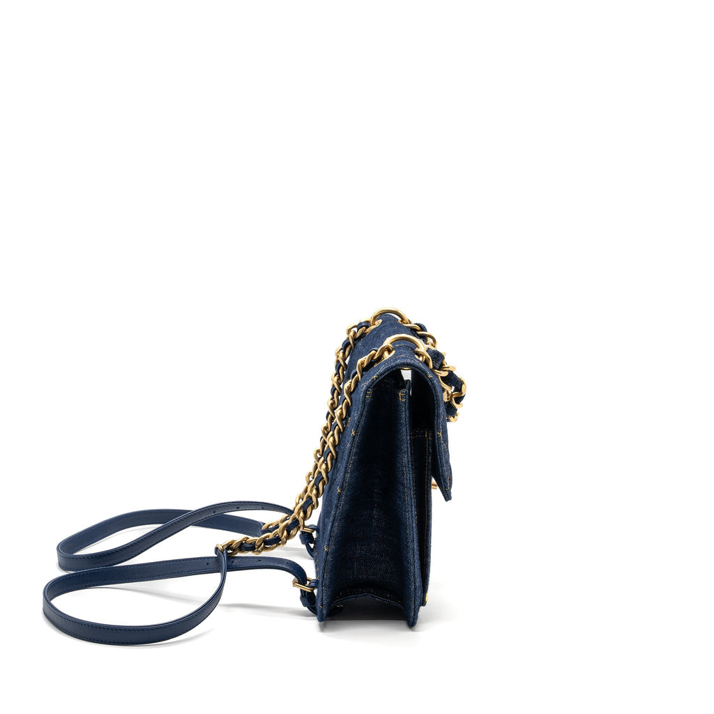 Chanel 23S Flap Backpack Denim Blue Brushed  (Microchip)