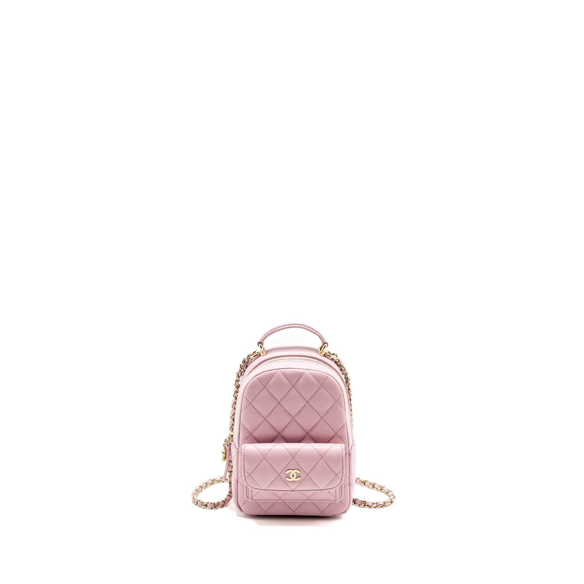 Chanel 24p Classic Mini Backpack Shiny Grained Calfskin Light Purple L (Microchip)