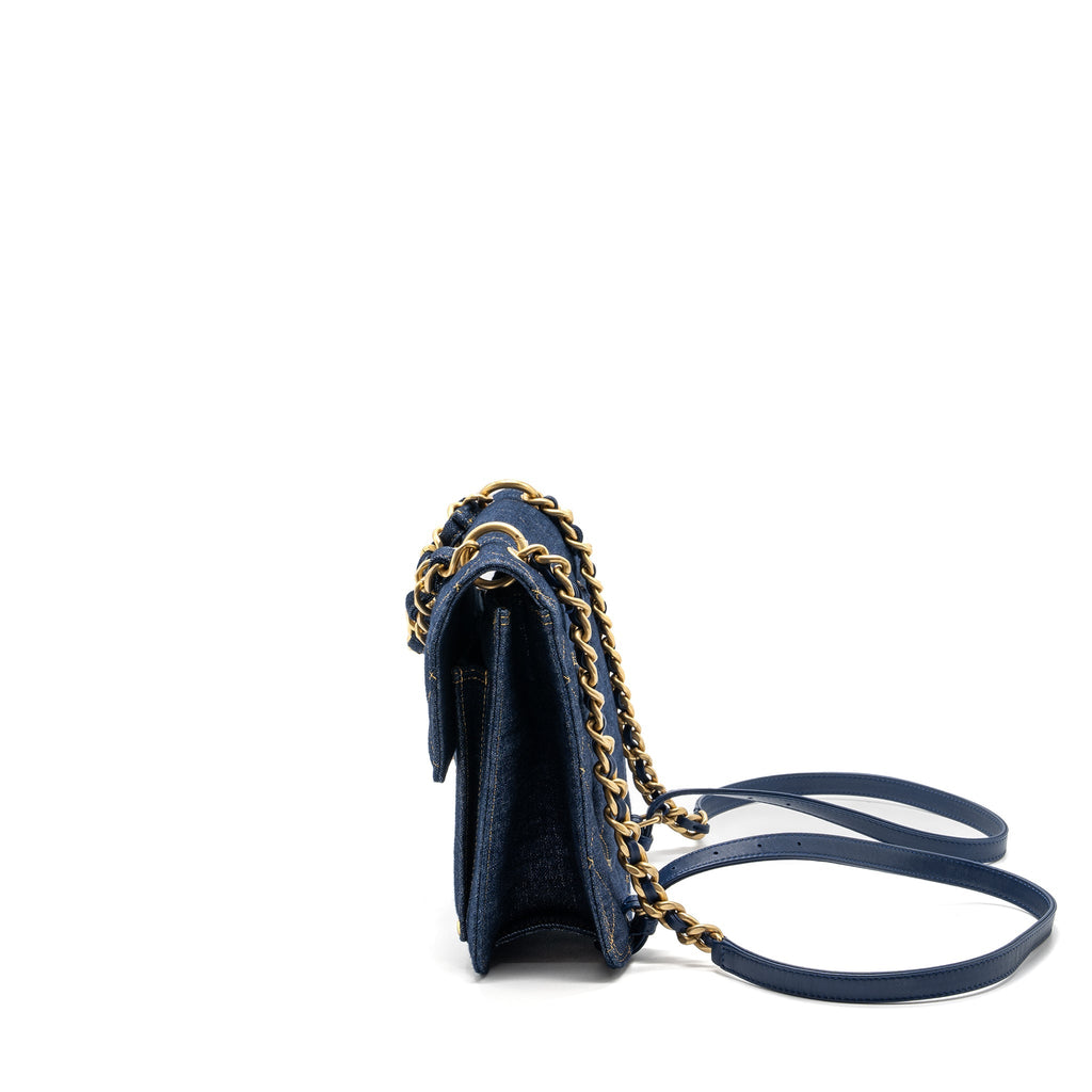 Chanel 23S Flap Backpack Denim Blue Brushed  (Microchip)