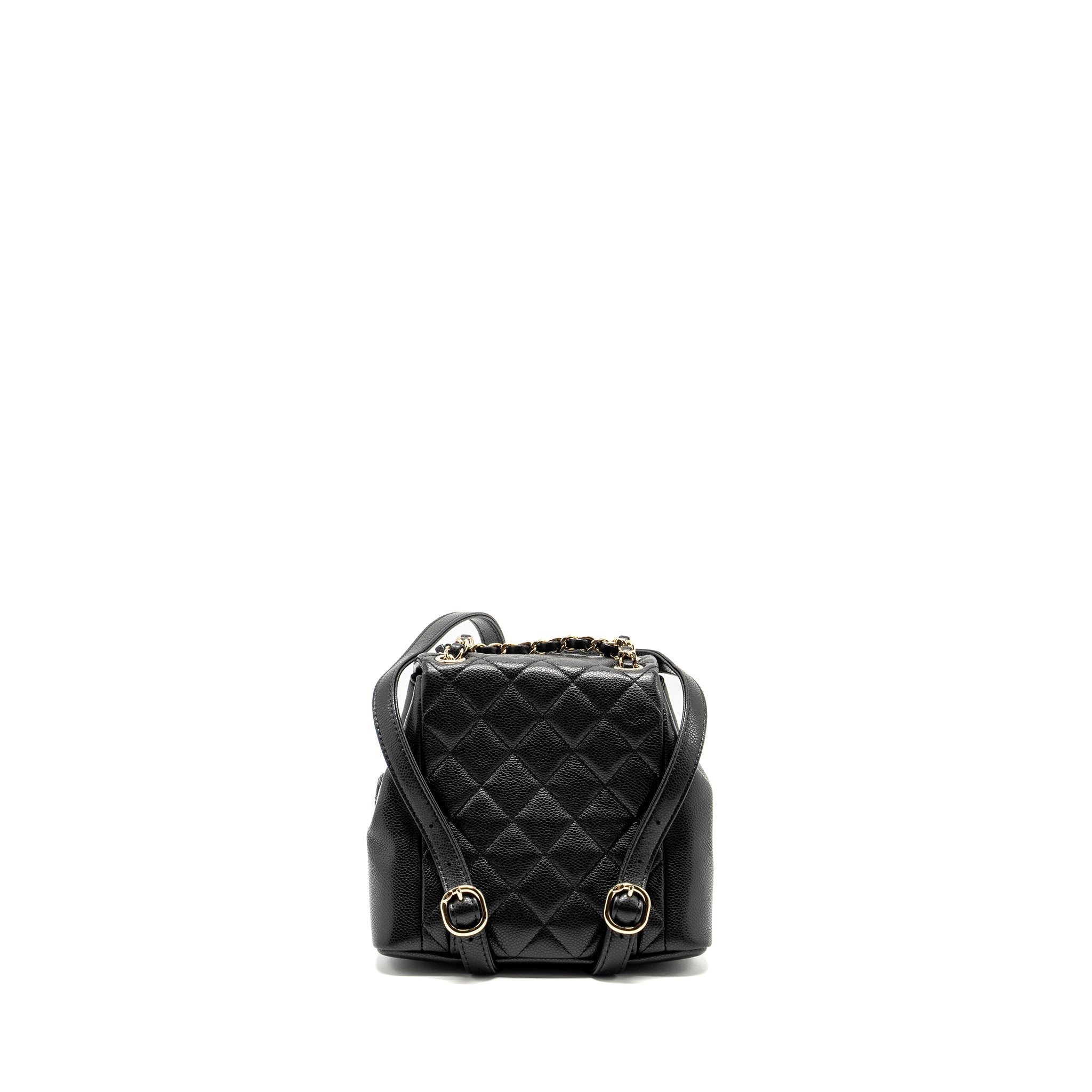 CHANEL 24A Mini Duma Backpack Grained Calfskin Black L (Microchip)