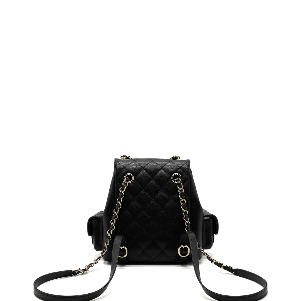 Chanel 23k Triple Pocket Backpack Caviar Black L(Microchip)