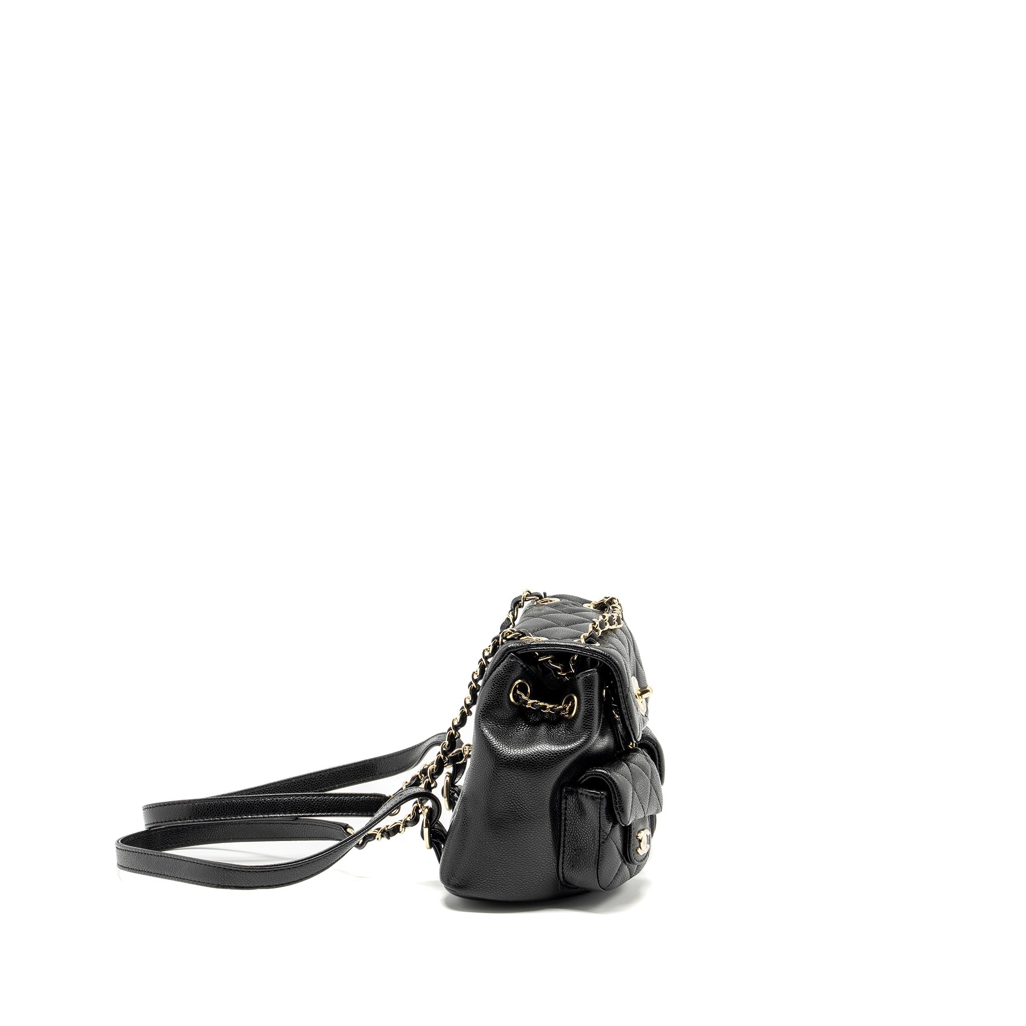 CHANEL 24A Mini Duma Backpack Grained Calfskin Black L (Microchip)