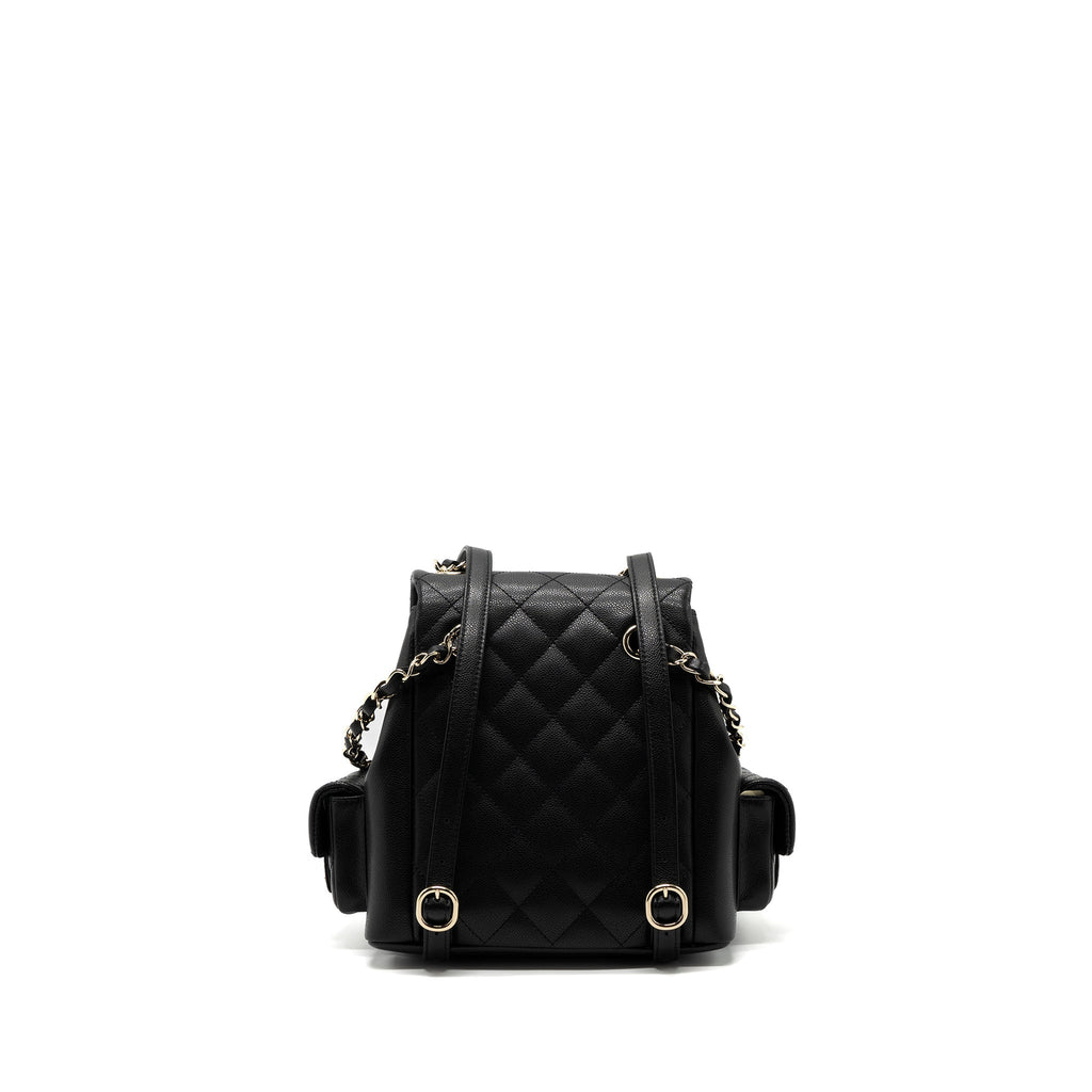 Chanel 23k Triple Pocket Backpack Caviar Black L(Microchip)