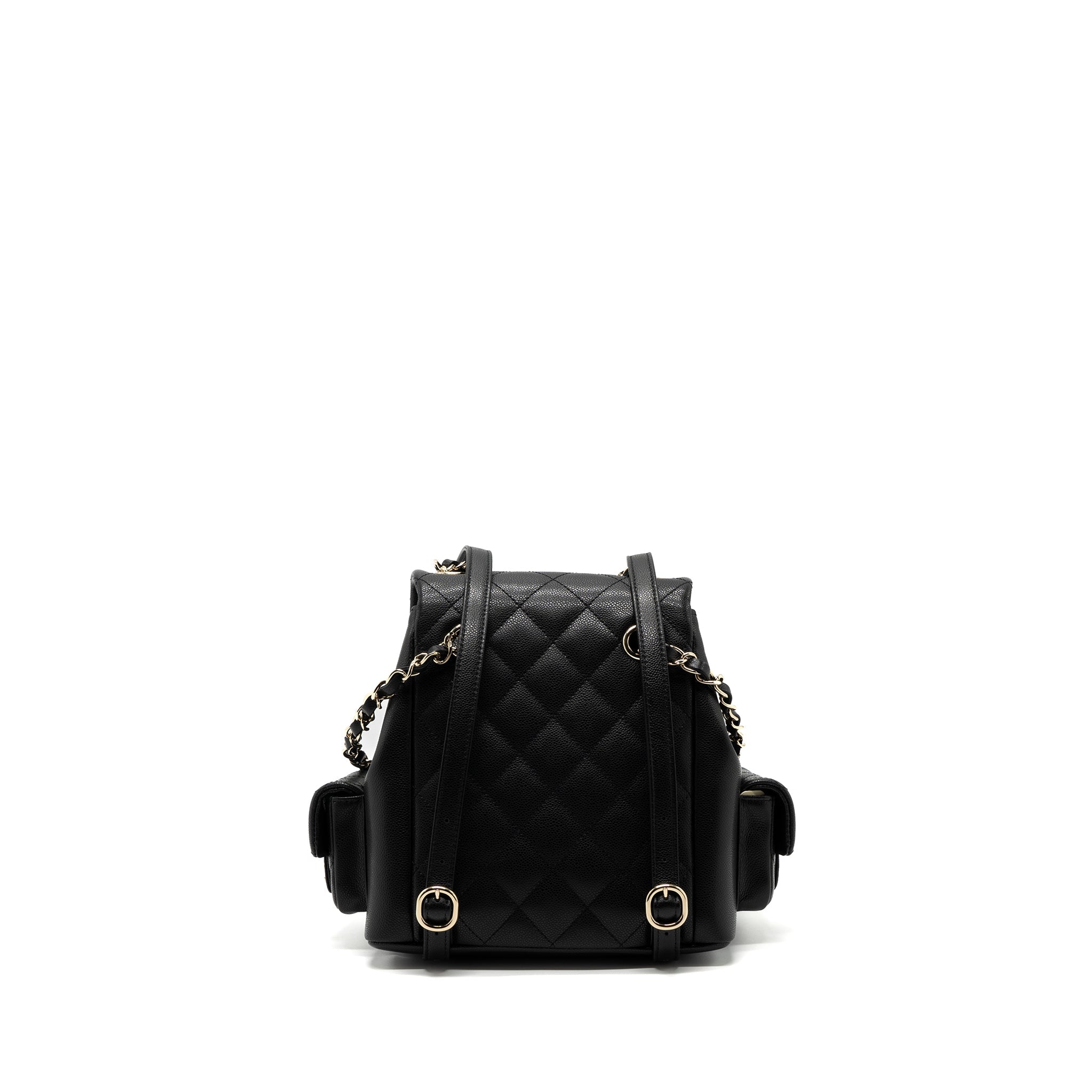 Chanel 23k Triple Pocket Backpack Caviar Black L(Microchip)