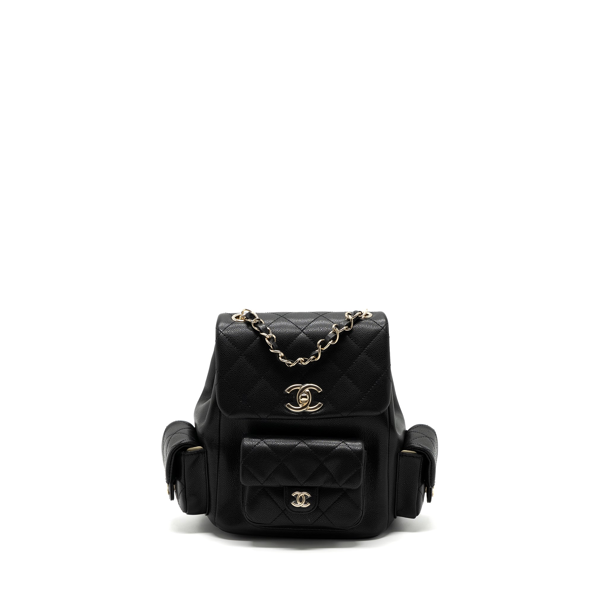 Chanel 23k Triple Pocket Backpack Caviar Black L(Microchip)