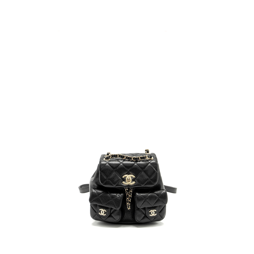 CHANEL 24A Mini Duma Backpack Grained Calfskin Black L (Microchip)