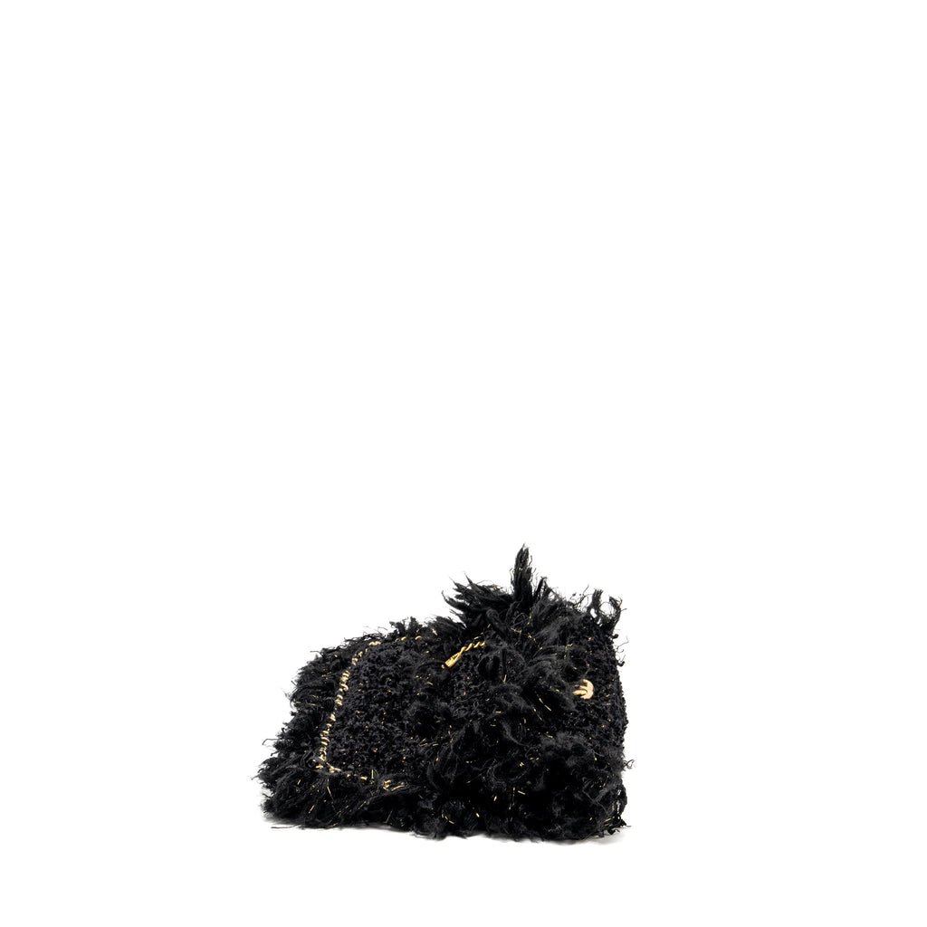 Chanel Fringe Paris Cosmopolite Clutch Tweed Black