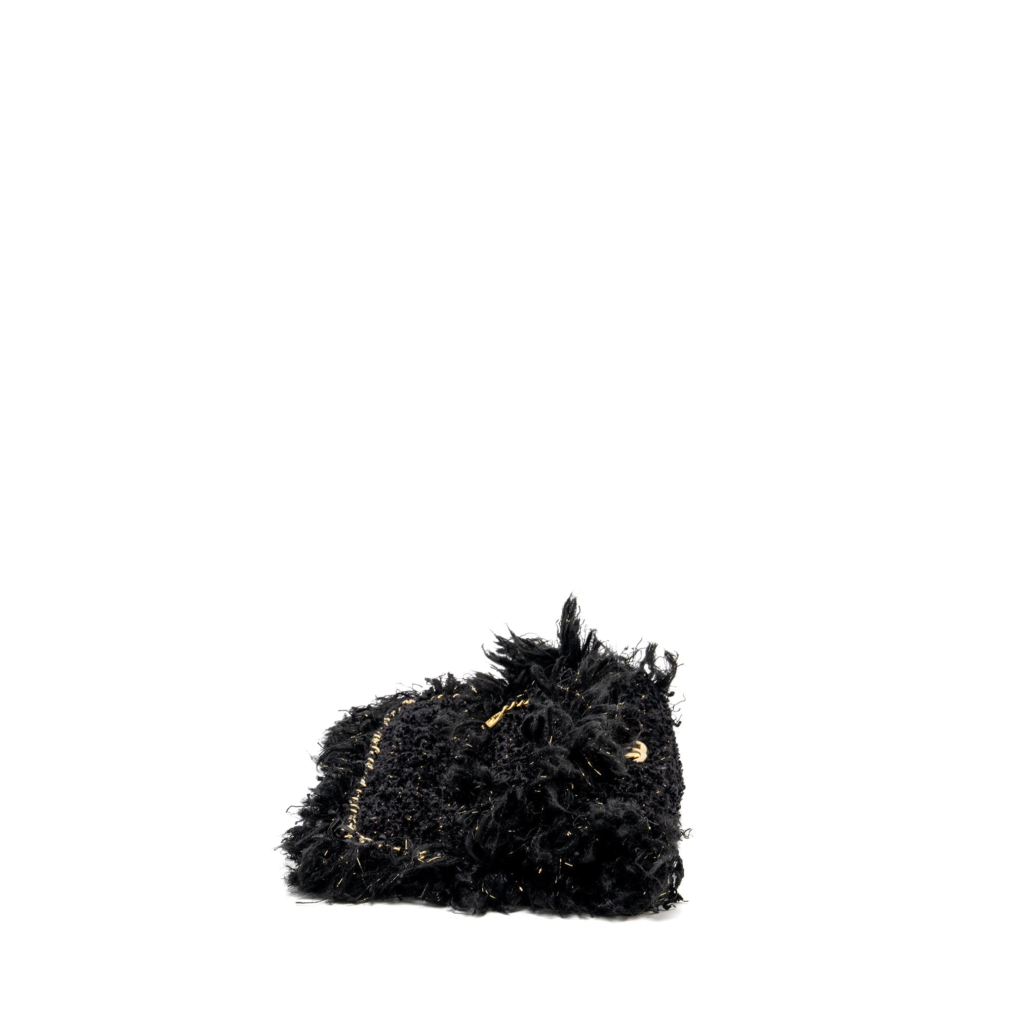 Chanel Fringe Paris Cosmopolite Clutch Tweed Black