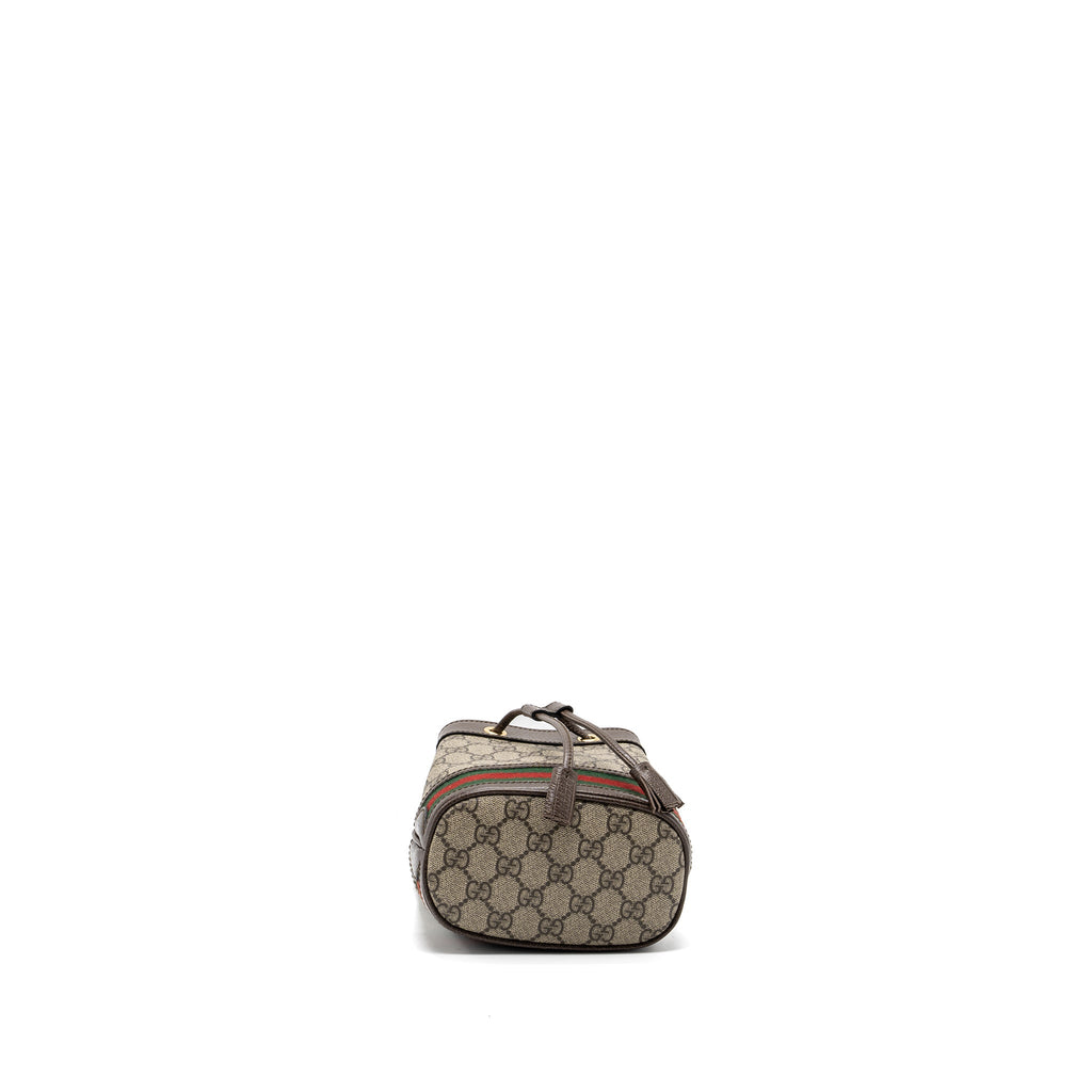 Gucci Ophidia Mini GG Bucket Bag Beige / Ebony GG Supreme Canvas