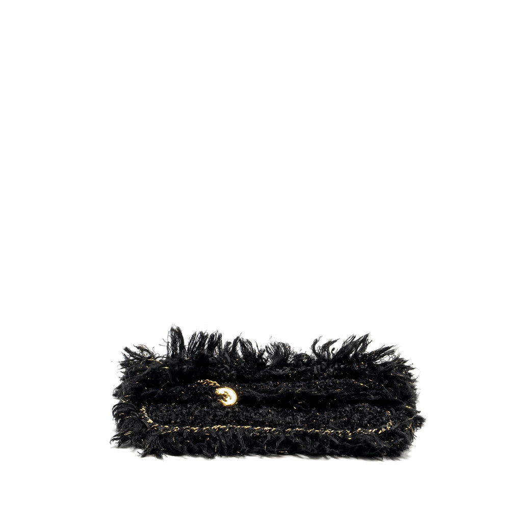 Chanel Fringe Paris Cosmopolite Clutch Tweed Black