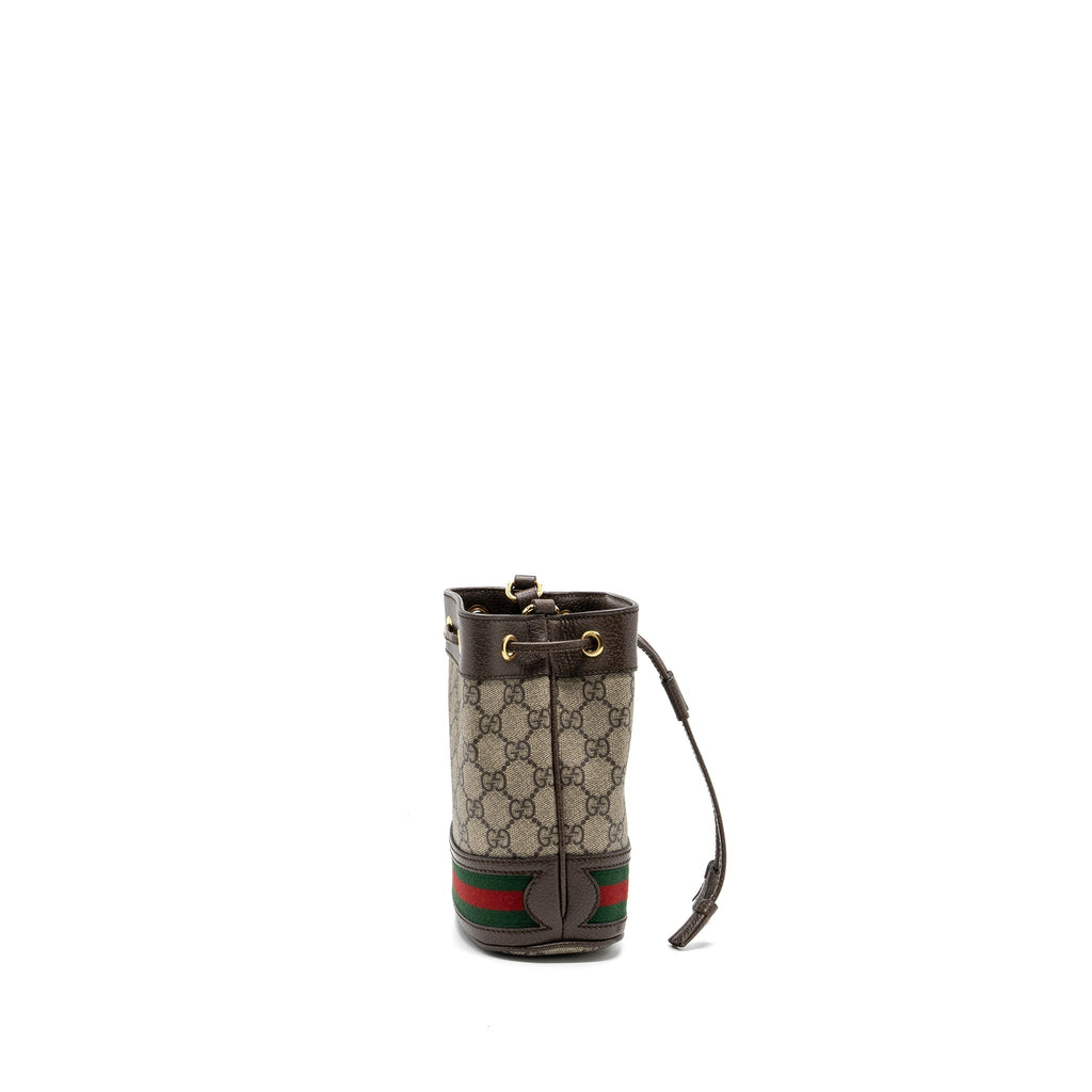 Gucci Ophidia Mini GG Bucket Bag Beige / Ebony GG Supreme Canvas