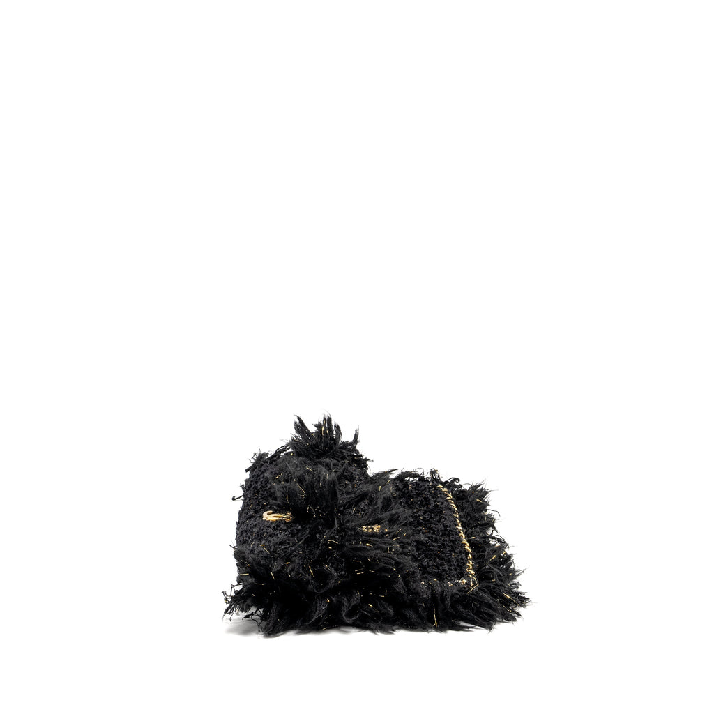 Chanel Fringe Paris Cosmopolite Clutch Tweed Black