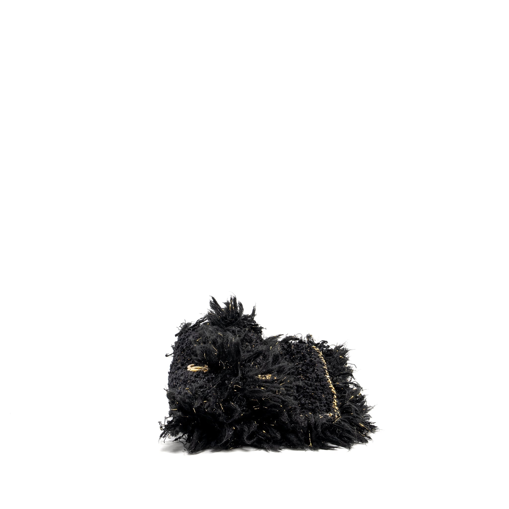Chanel Fringe Paris Cosmopolite Clutch Tweed Black