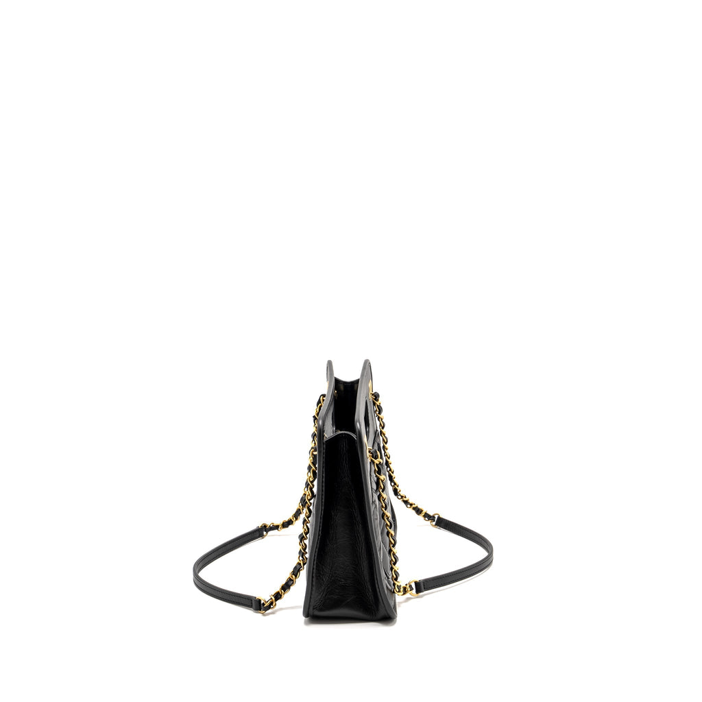 Chanel 23S Clutch Bag With Chain Calfskin Black Brush  (microchip)