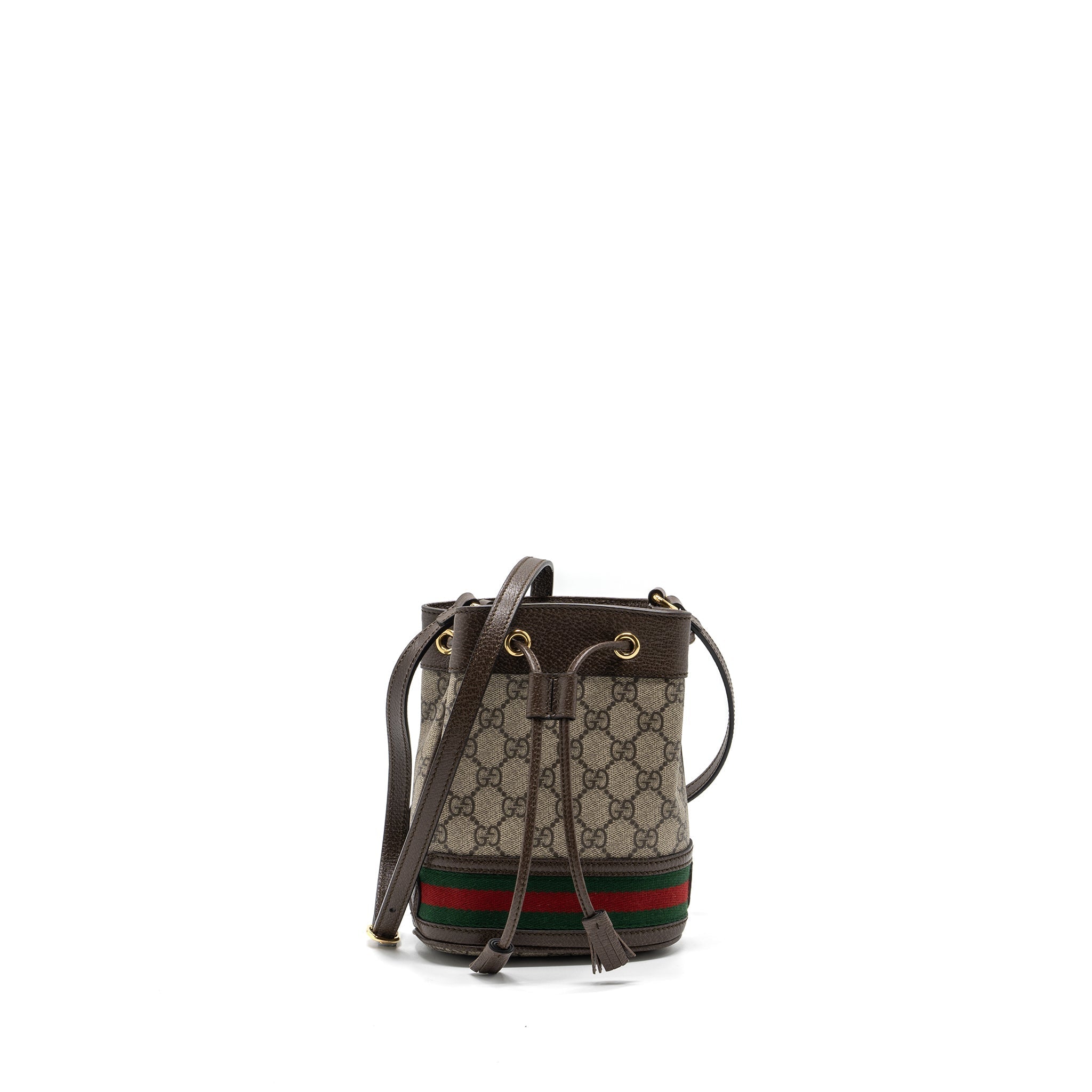 Gucci Ophidia Mini GG Bucket Bag Beige / Ebony GG Supreme Canvas