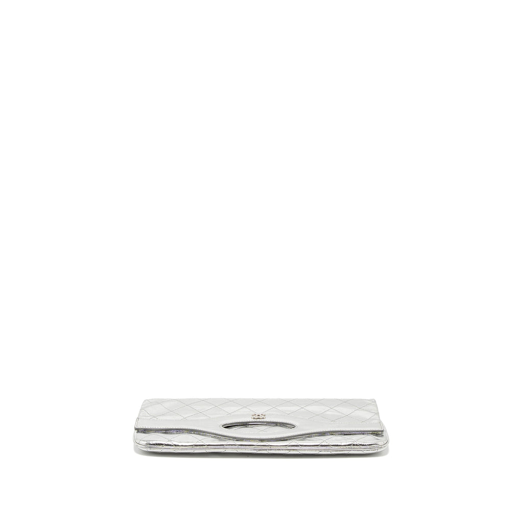 Chanel 31 Clutch Bag Goatskin Metallic Silver