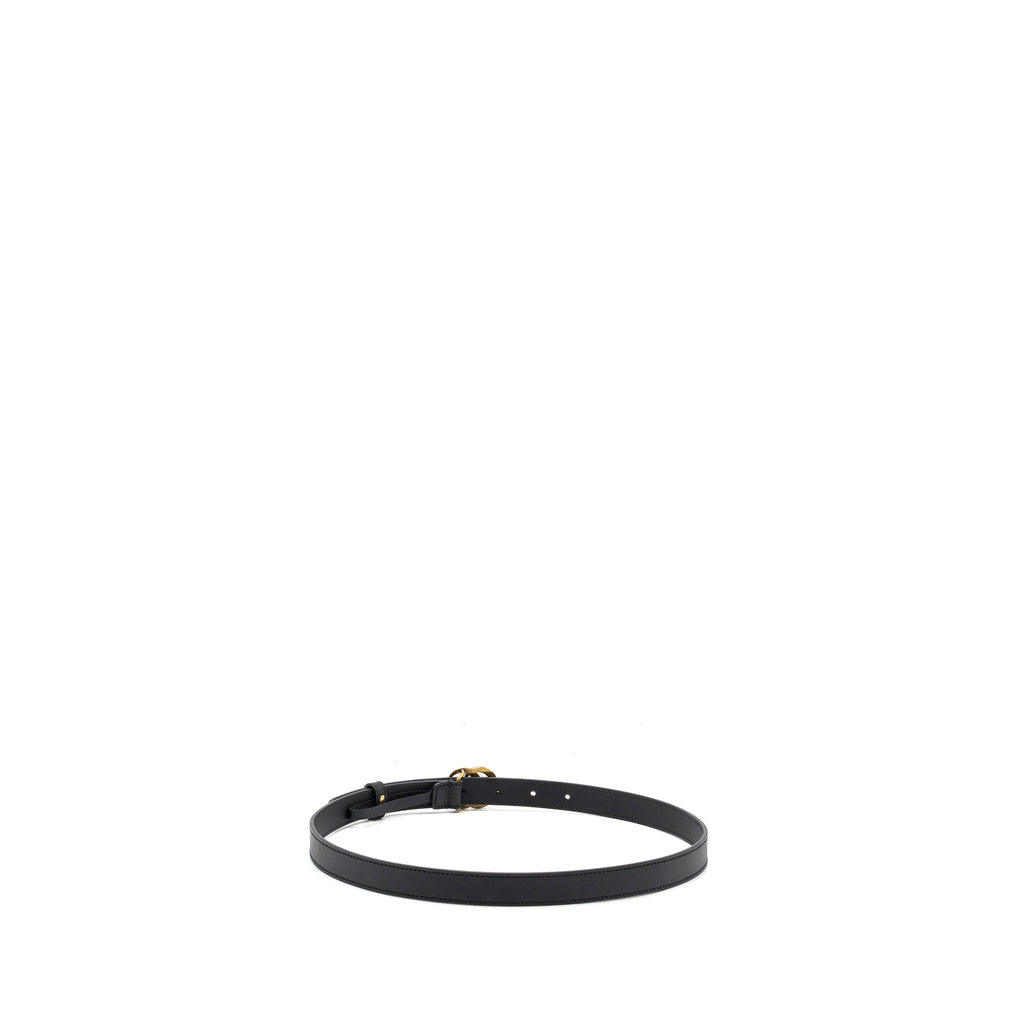 Gucci Size 80 Leather Belt Double G Buckle with Pearl Calfskin Black Brushed