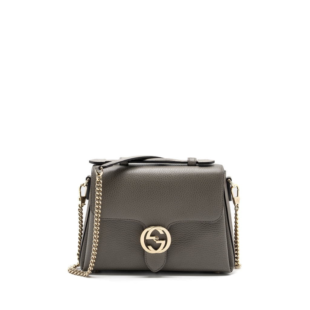 Gucci top handle messanger bag calfskin grey L