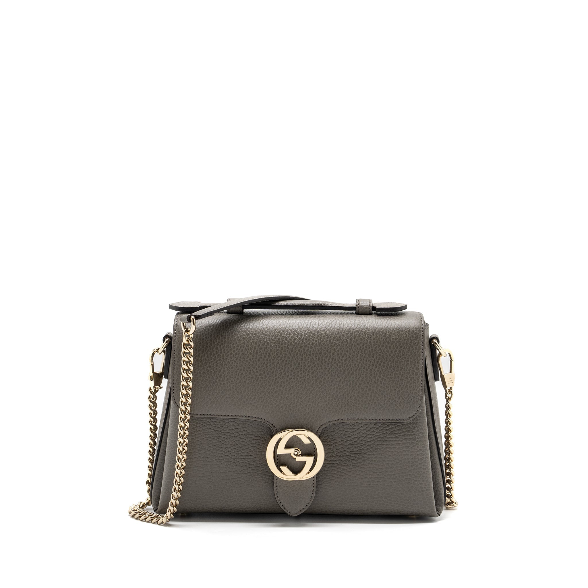 Gucci top handle messanger bag calfskin grey L