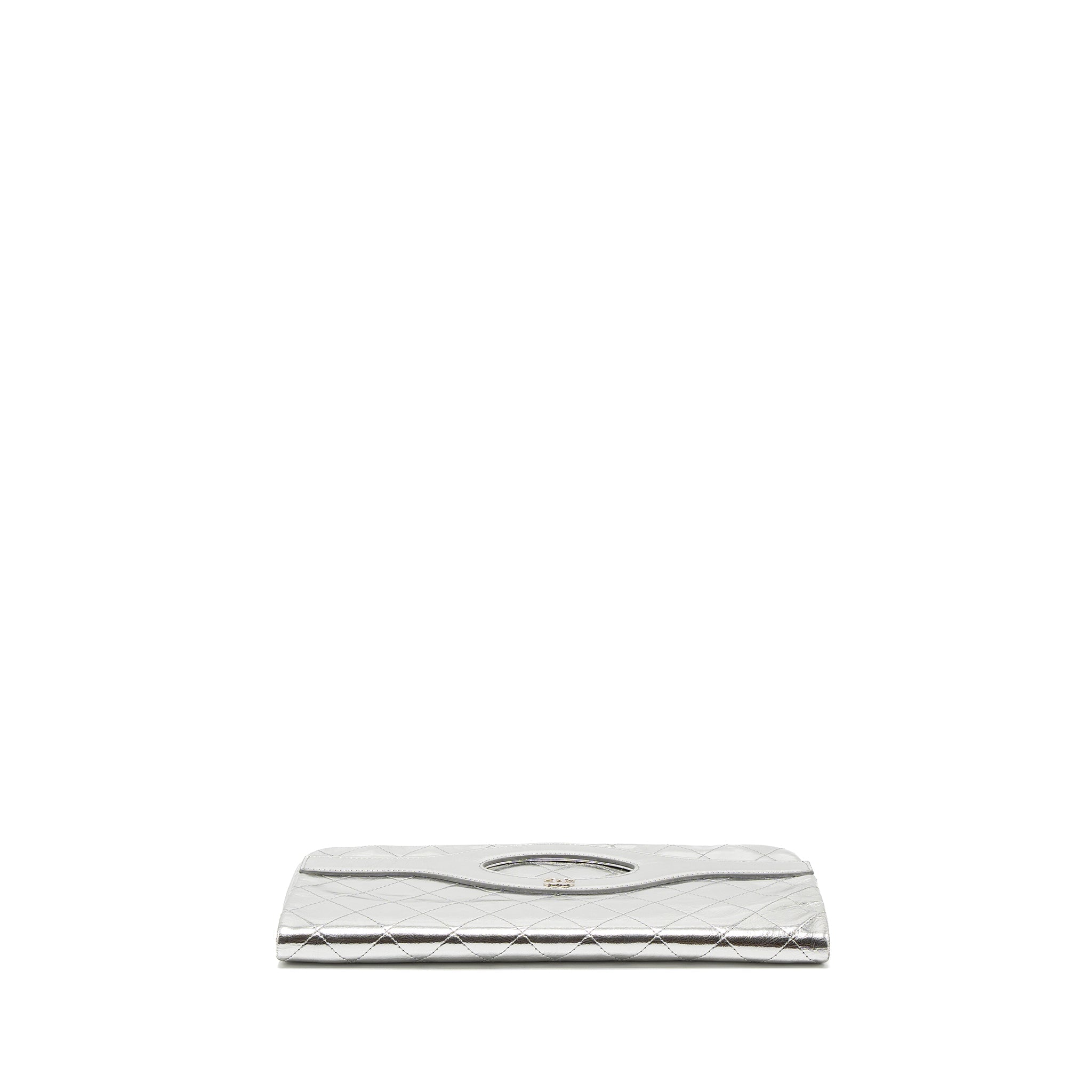 Chanel 31 Clutch Bag Goatskin Metallic Silver