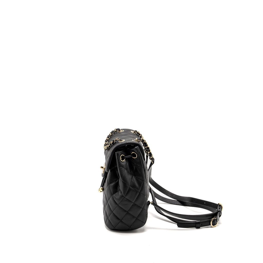 Chanel 23s Quilted Mini Backpack Caviar Black L (Microchip)
