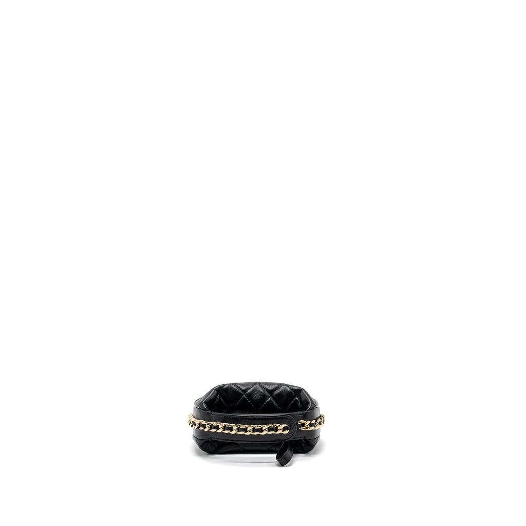 Chanel 23C round Clutch lambskin black  (microchip)