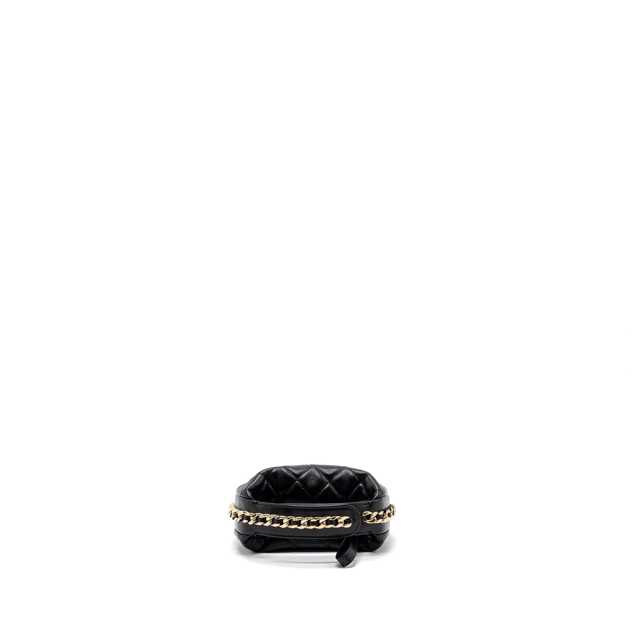 Chanel 23C round Clutch lambskin black  (microchip)