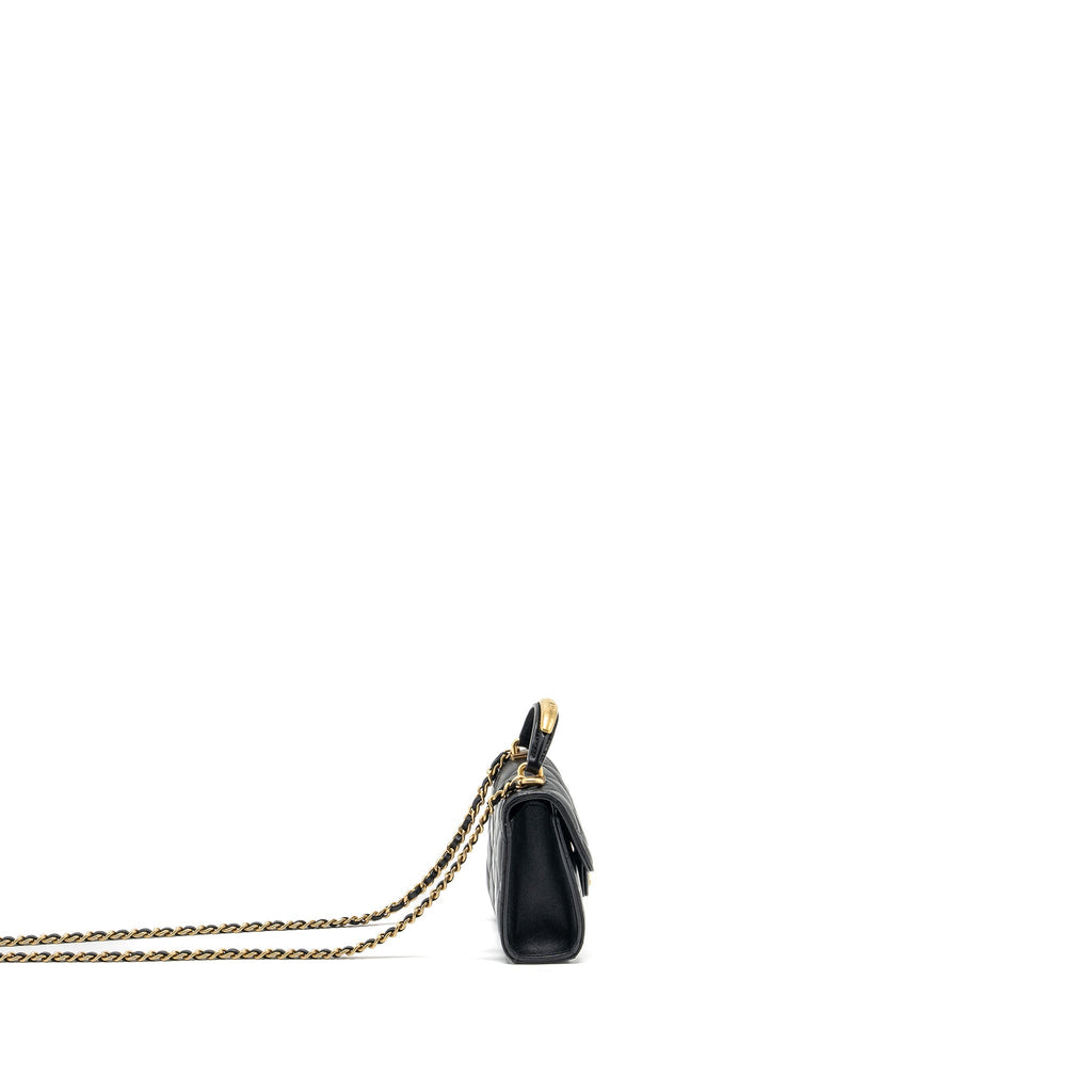 Chanel 22B Top Handle Mini Flap Clutch Lambskin black  (Microchip)