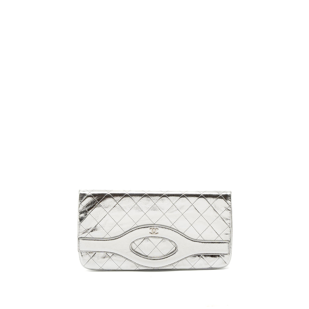 Chanel 31 Clutch Bag Goatskin Metallic Silver