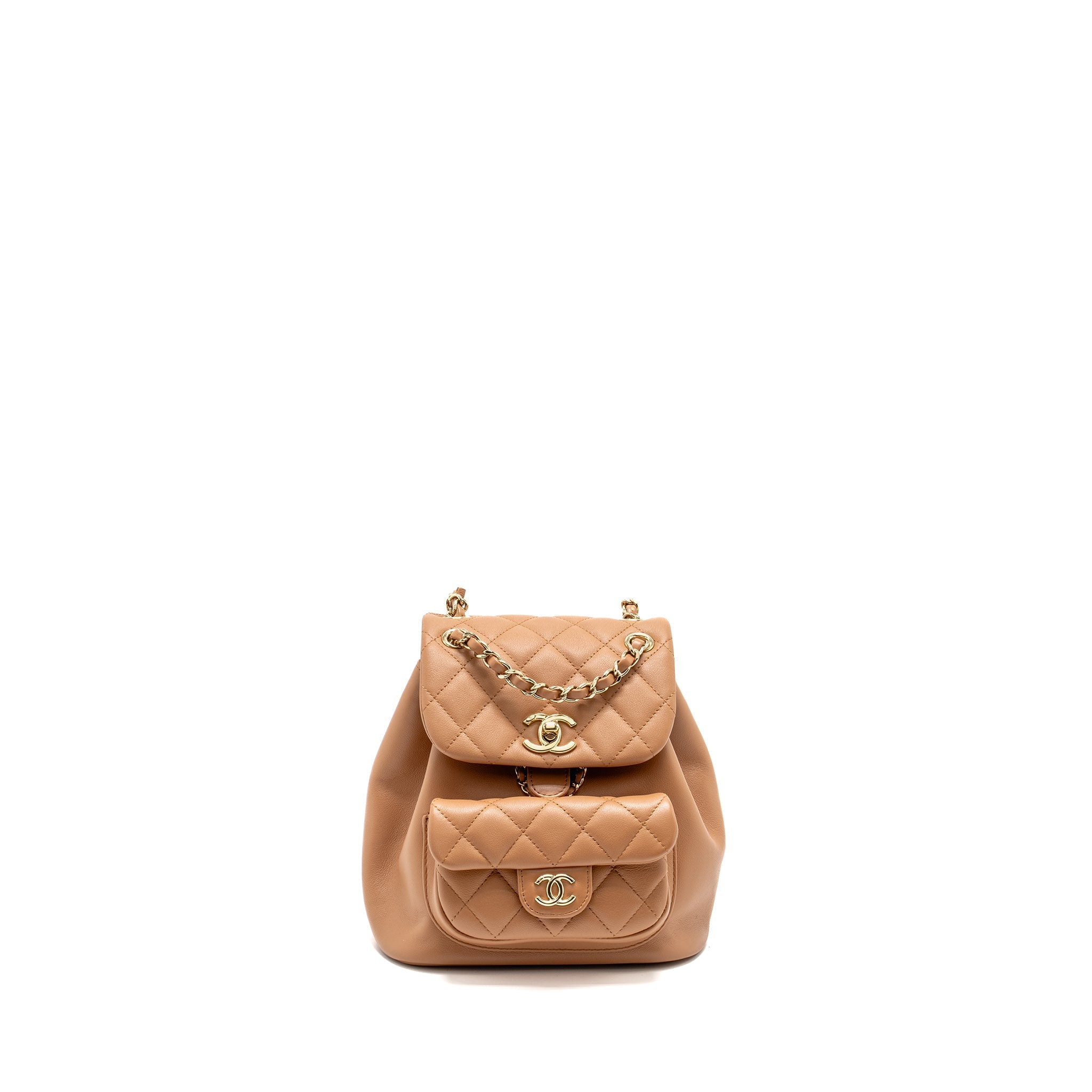 Chanel 24p Mini Duma Backpack Calfskin Caramel L(microchip)