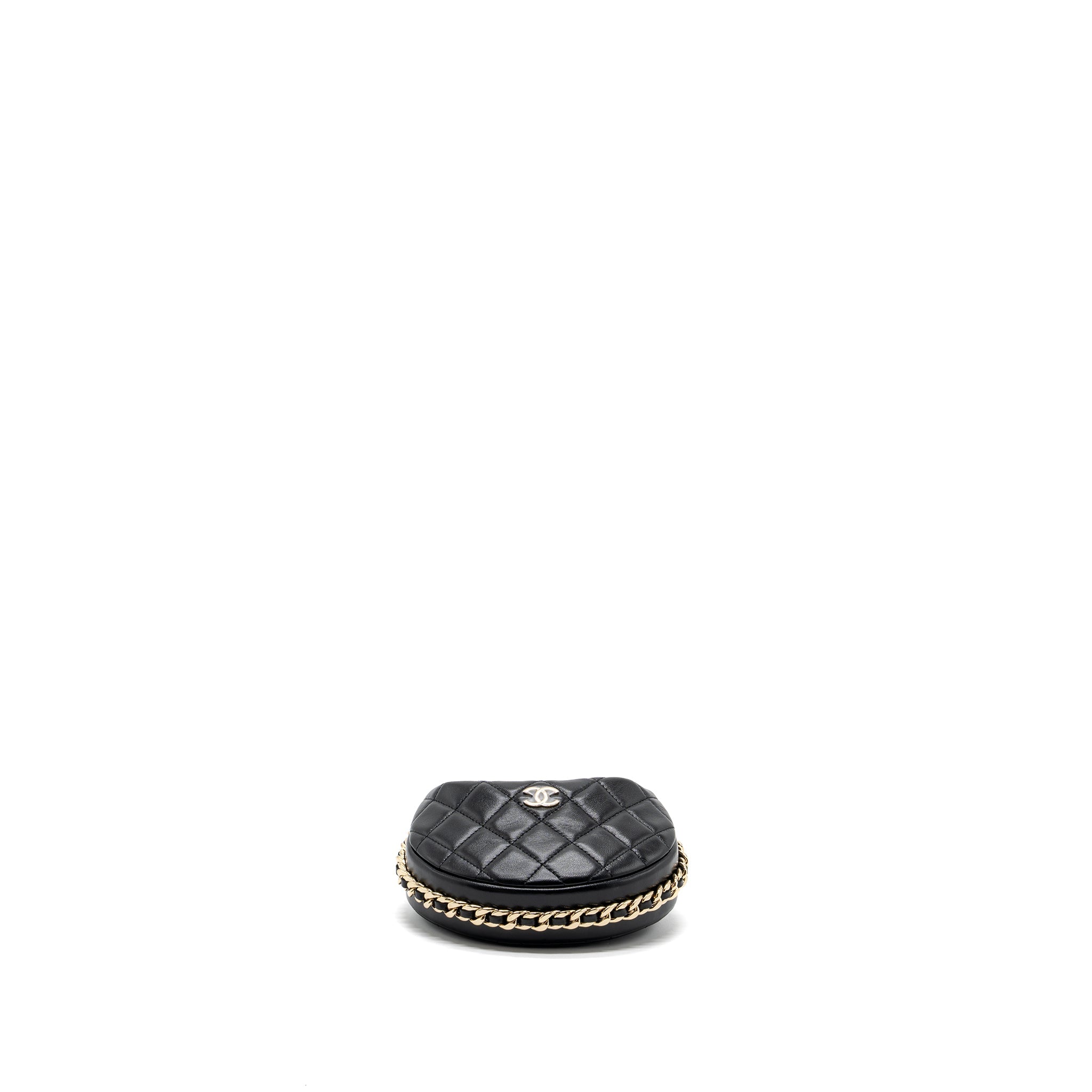 Chanel 23C round Clutch lambskin black  (microchip)